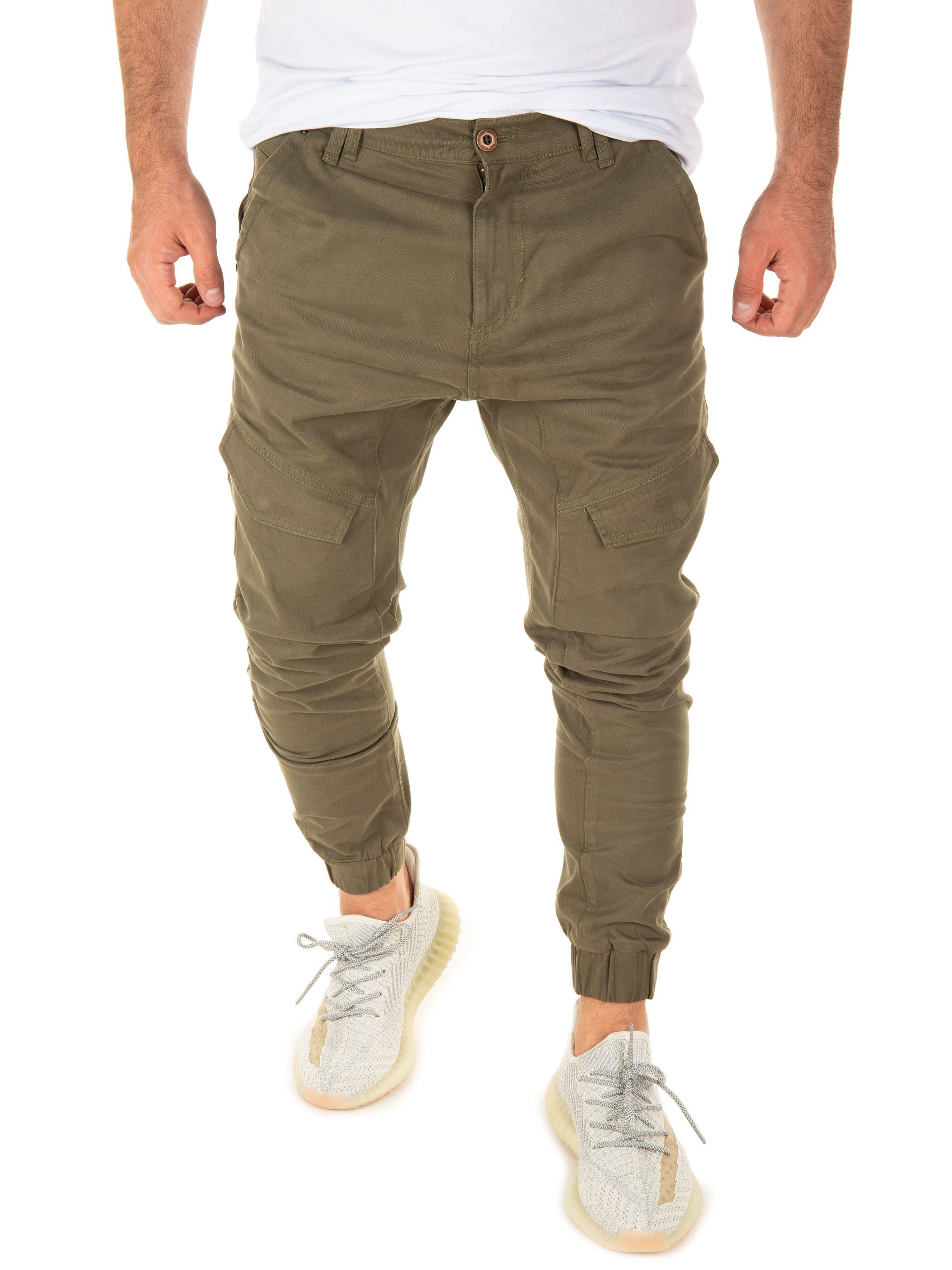 Yazubi Cargohose Chino Pants Draven moderne Herren Cargo Hose Grün (military green 201601)