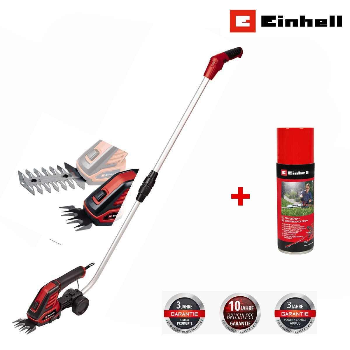 Einhell Akku-Gras- und Strauchscherenset Akku-Teleskop Gras ü Strauchschere GC-CG 3,6/70 Li 3,6V PflegesSpray