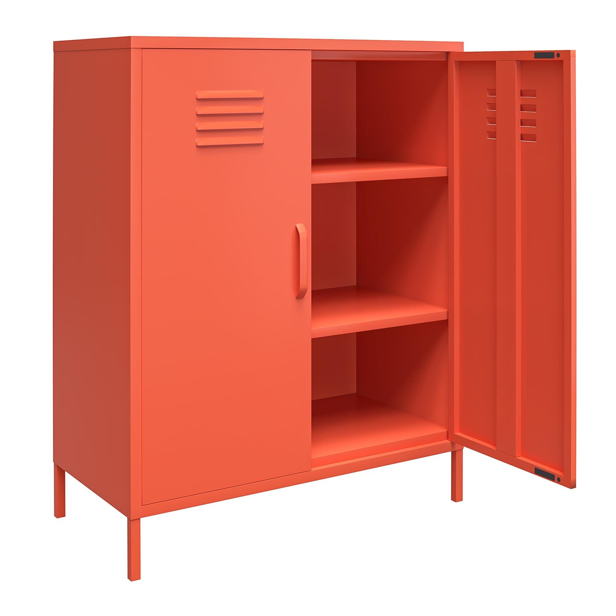 Metall, Spind Schrank, Höhe orange Mehrzweckschrank 2 loft24 cm Türen, Cache 101,5