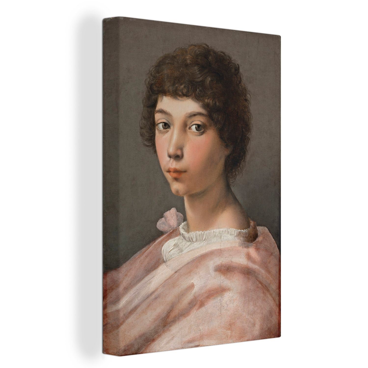 OneMillionCanvasses® Leinwandbild Porträt eines jungen Mannes - Gemälde von Raphael, (1 St), Leinwandbild fertig bespannt inkl. Zackenaufhänger, Gemälde, 20x30 cm