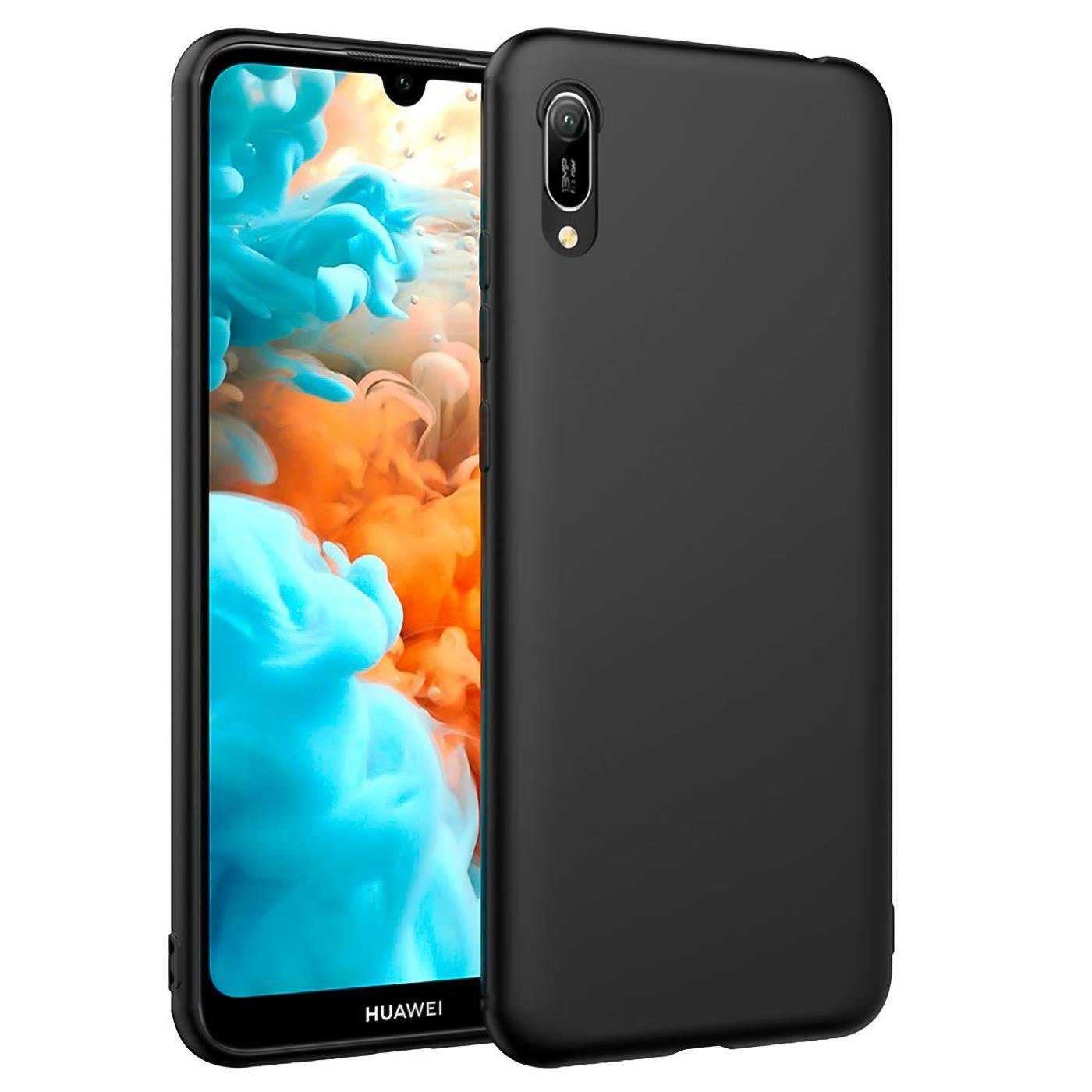 CoolGadget Handyhülle Black Series Handy Hülle für Huawei Y6 2019 6,1 Zoll,  Edle Silikon Schlicht Robust Schutzhülle für Huawei Y6 2019 Hülle