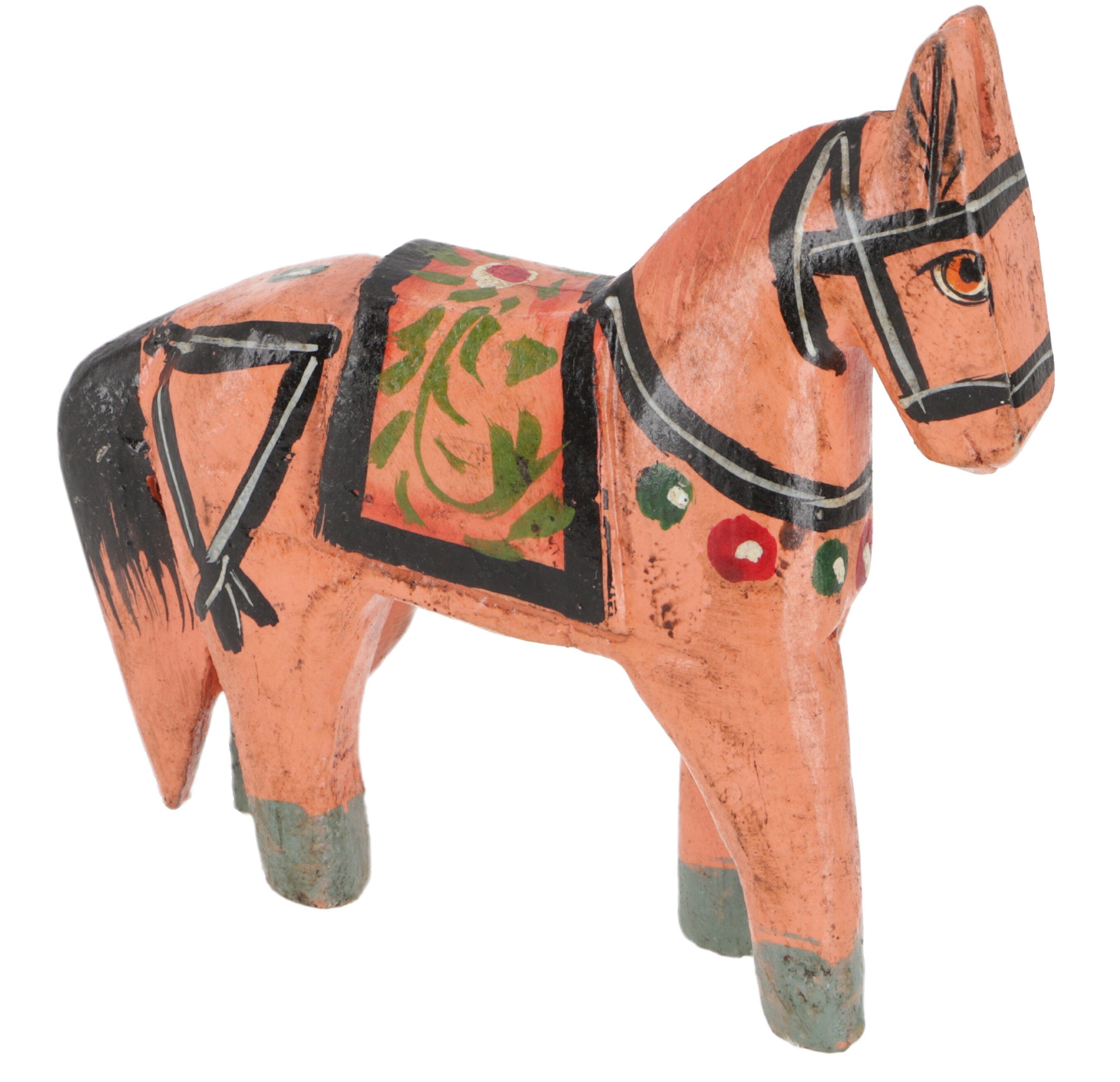 Guru-Shop Dekofigur Deko Pferd, im Antik- look bemalt,.. lachs