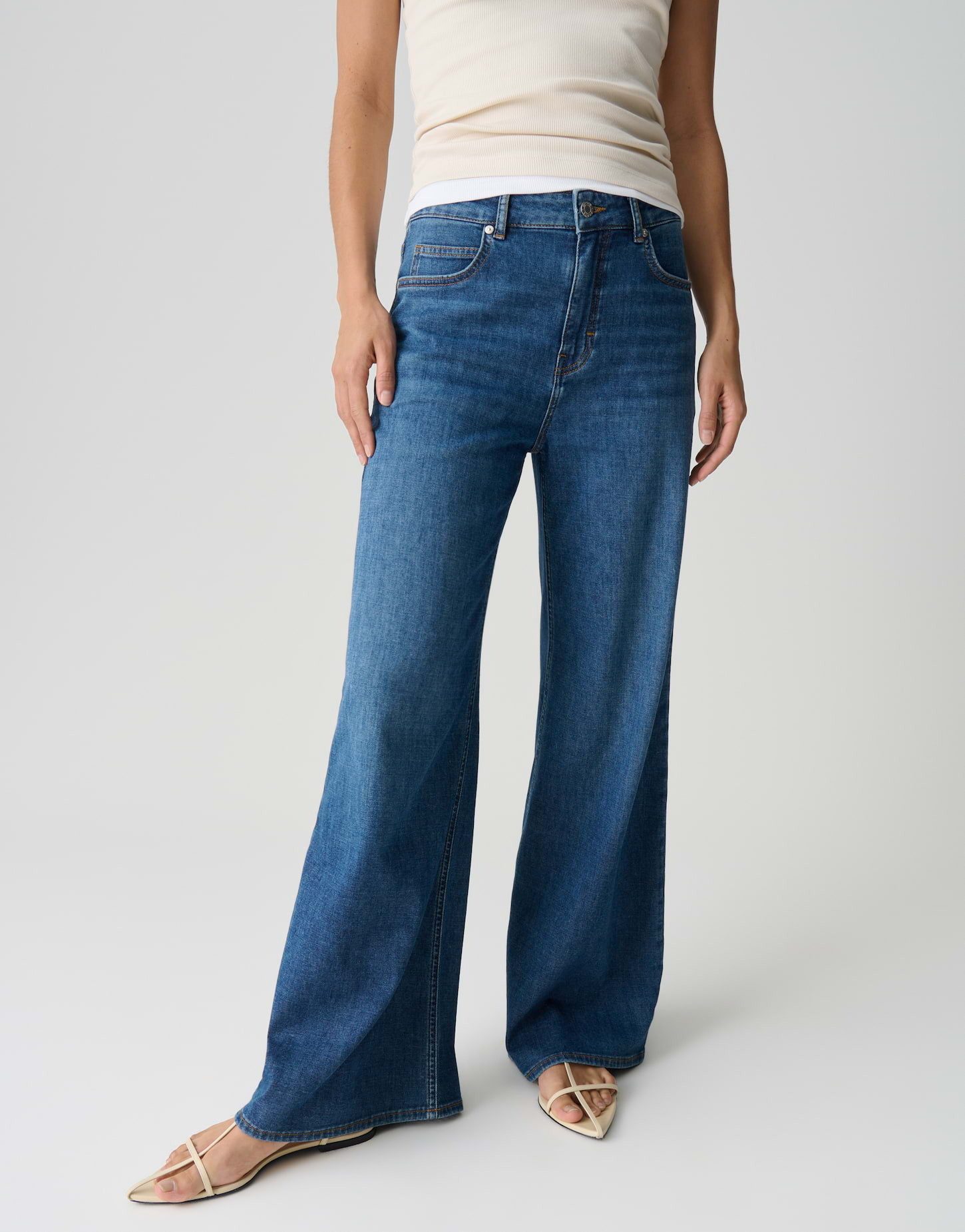 OPUS PANTS Palazzohose MARI WILLOW Palazzo mit Powerstretch Mid Rise