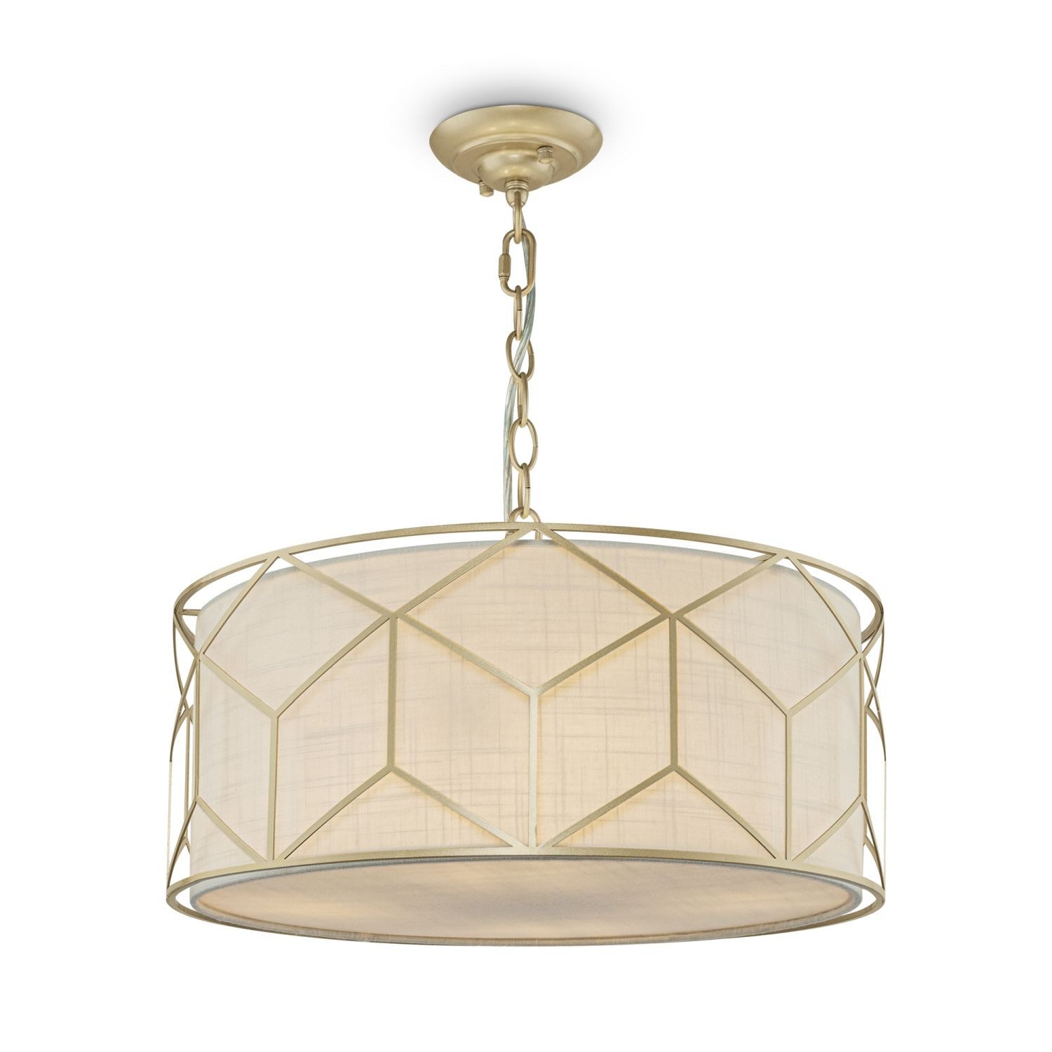Licht-Erlebnisse Pendelleuchte NICO, ohne Leuchtmittel, Stoff Metall E27 D: 45 cm H: max. 76,8 cm in Gold Natur 4-flammig