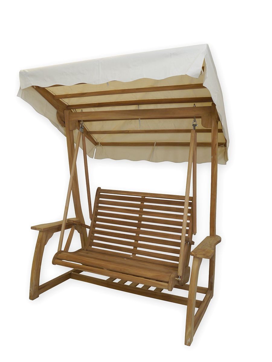 AFG Hollywoodschaukel Edle Hollywoodschaukel 2-Sitzer massiv Teakholz, Teak-Gartenschaukel für 2 Personen, unbehandelt, zerlegt geliefert, Teak-Gartenschaukel für 2 Personen, unbehandelt, zerlegt geliefert