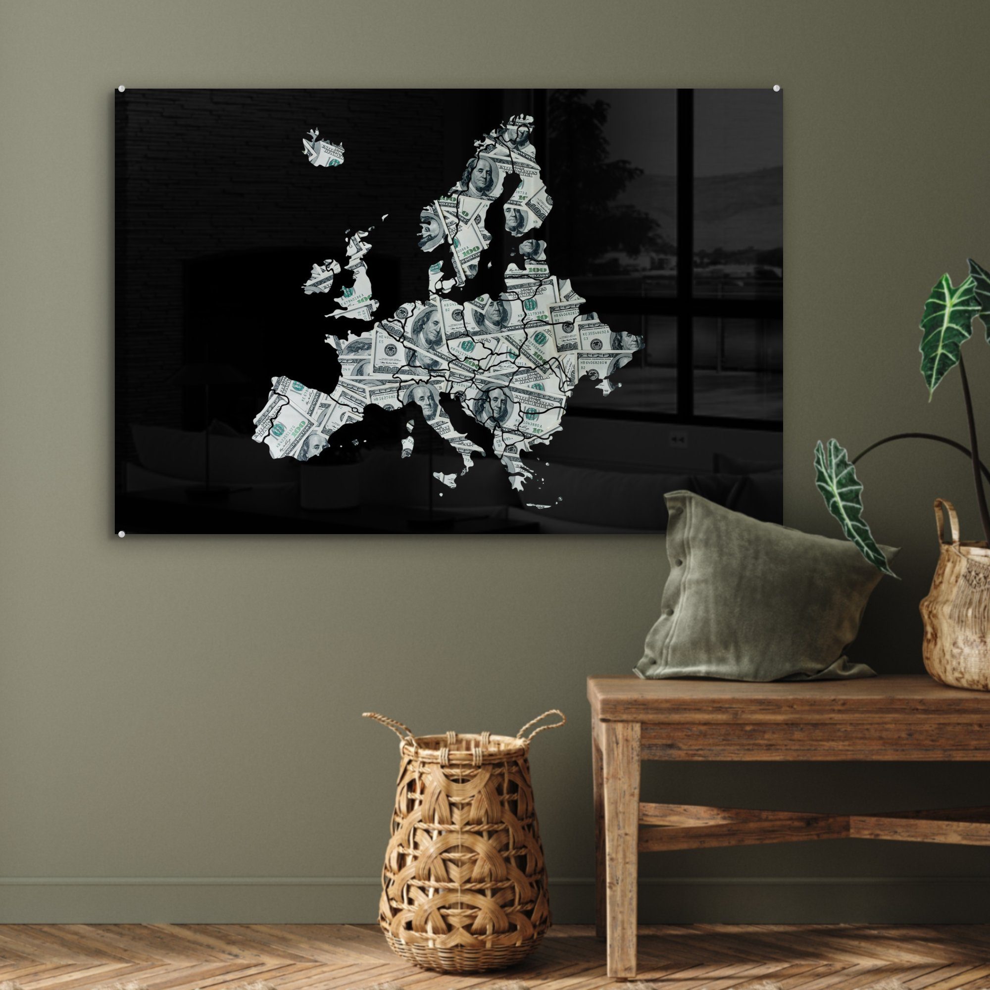 & MuchoWow (1 Karte - St), Acrylglasbild Geld, - Schlafzimmer Europa Wohnzimmer Acrylglasbilder