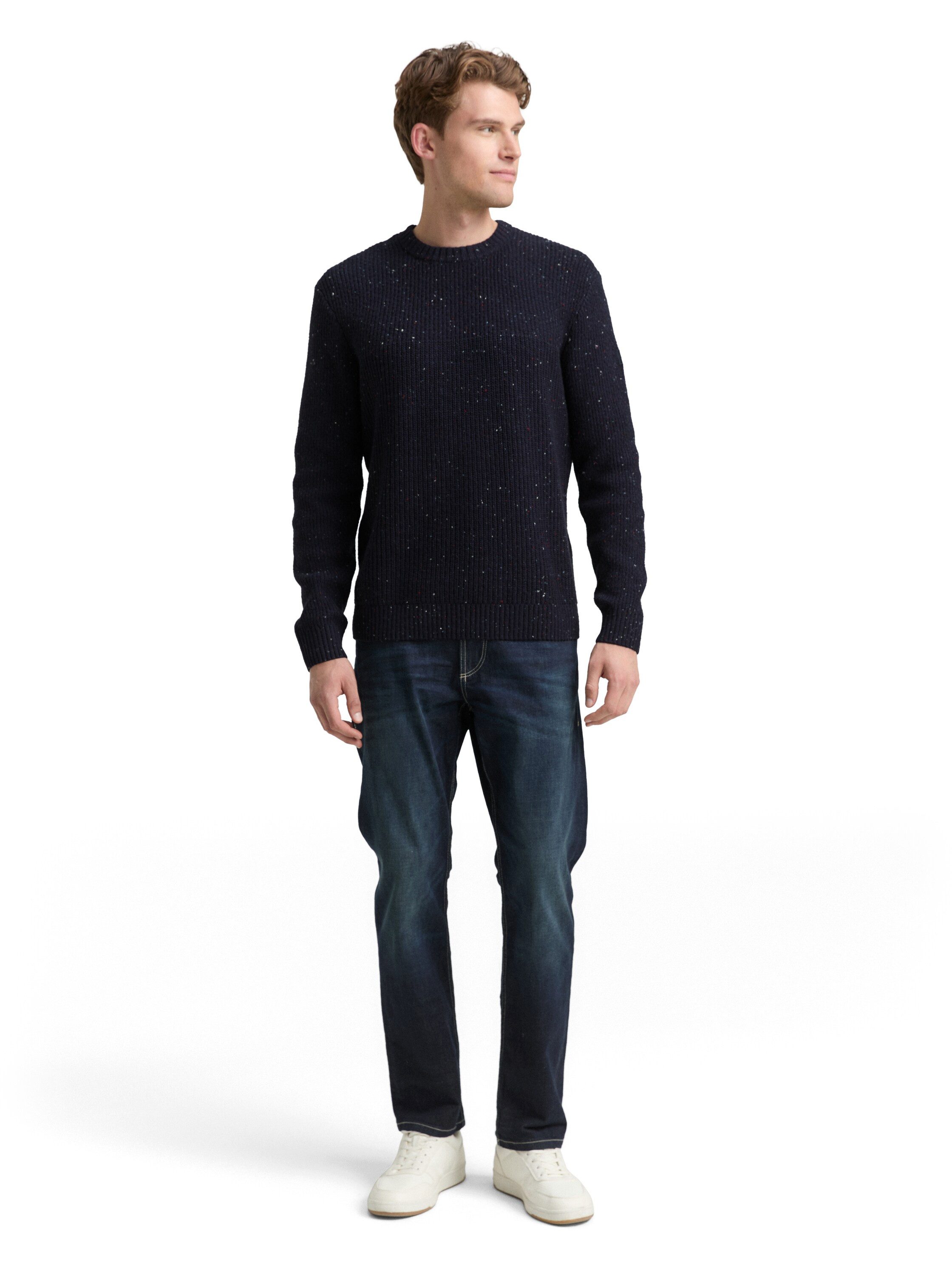 TOM TAILOR Rundhalspullover mit Logo Stickerei