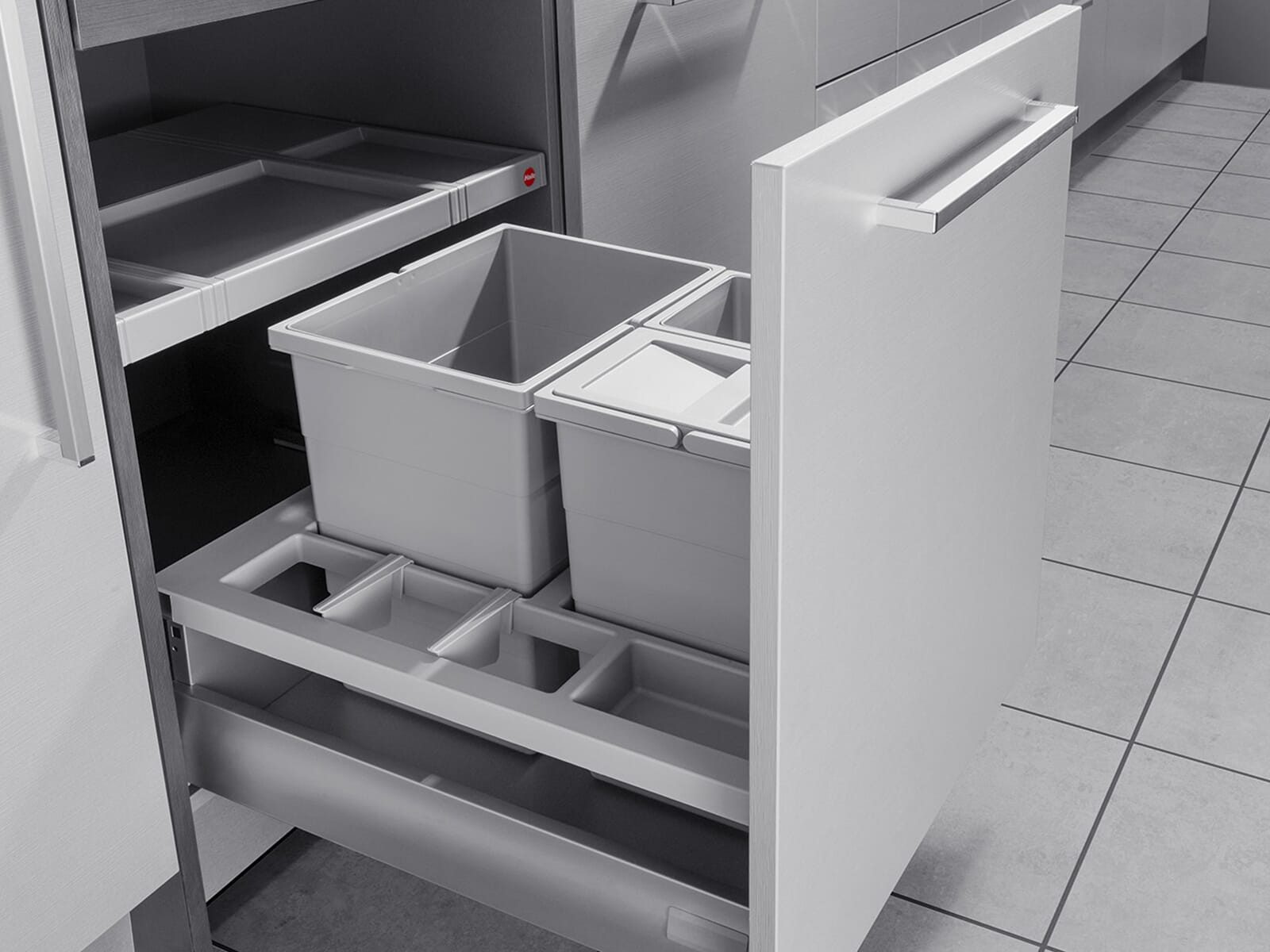 Hailo Mülleimer, 34 l Volumen, Für vorhandene Auszüge, Geringe Einbauhöhe,Vollauszug