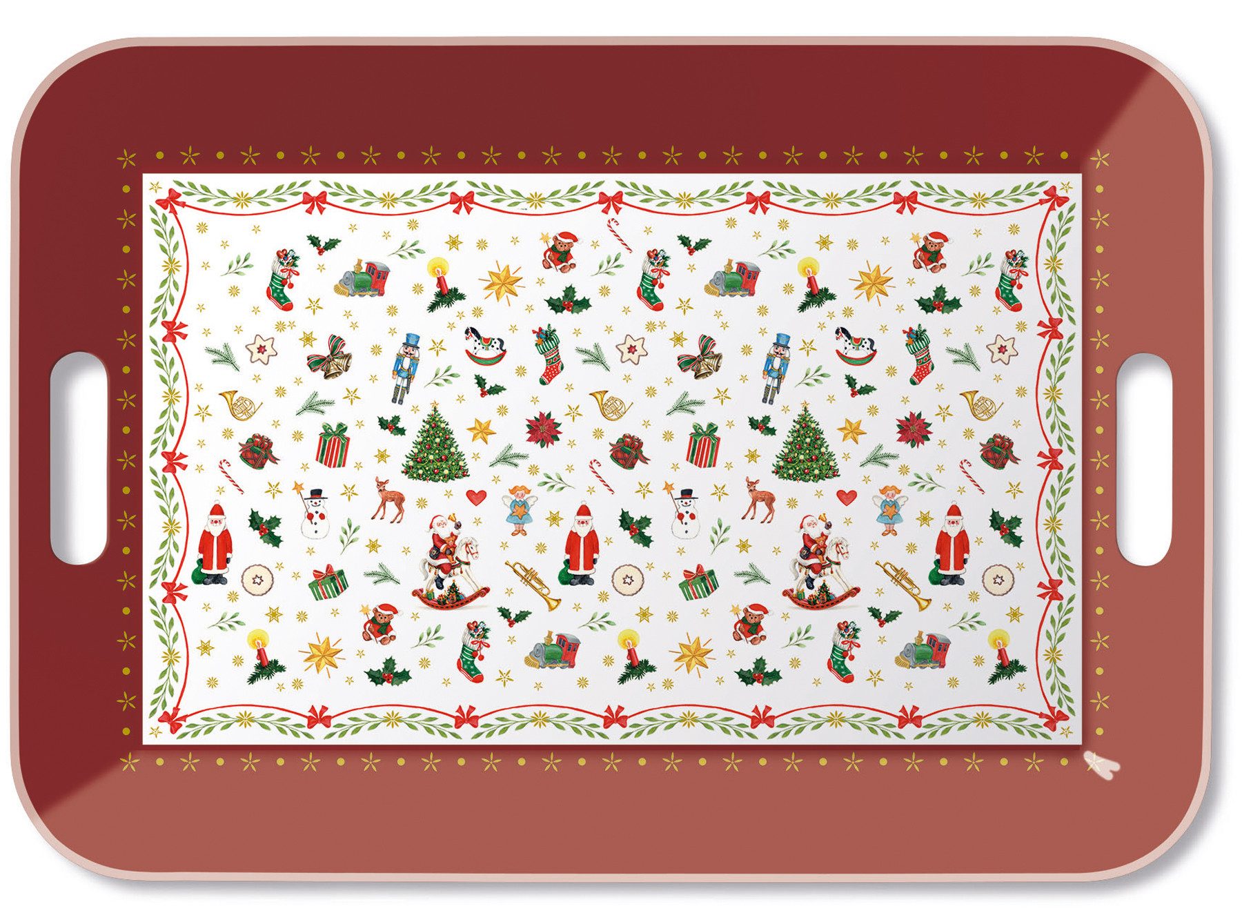 Ambiente® Tablett Ornaments all over, New Bone China, (1-tlg., 1-teilig), Serviertablett Küchentablett mit Griffen 33x47x2,5cm aus Melamin