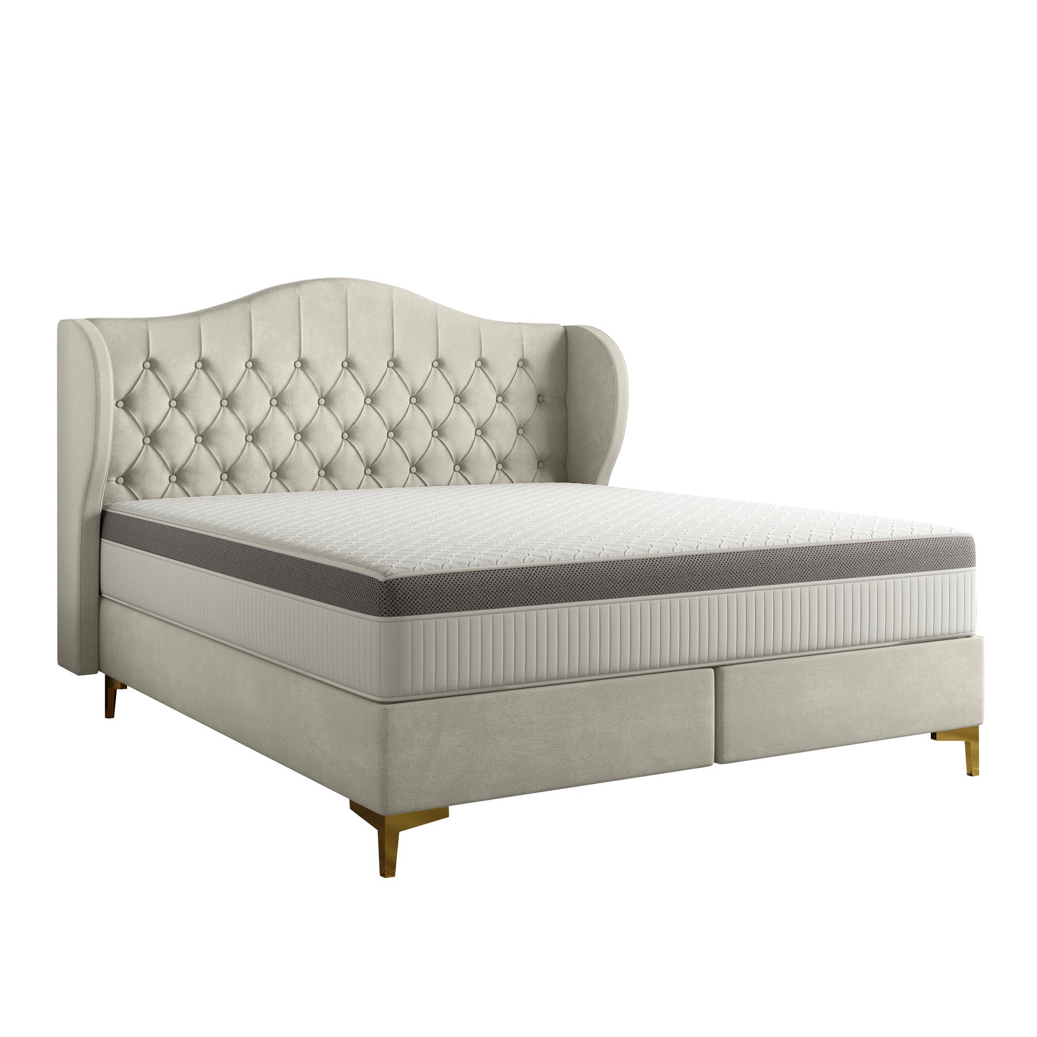 Fun Möbel Polsterbett Schlafzimmerbett PELAGIO in Stoff Whisper mit Matratze (gepolstertes Kopfteil), 7-Zonen Taschenfederkernmatratze
