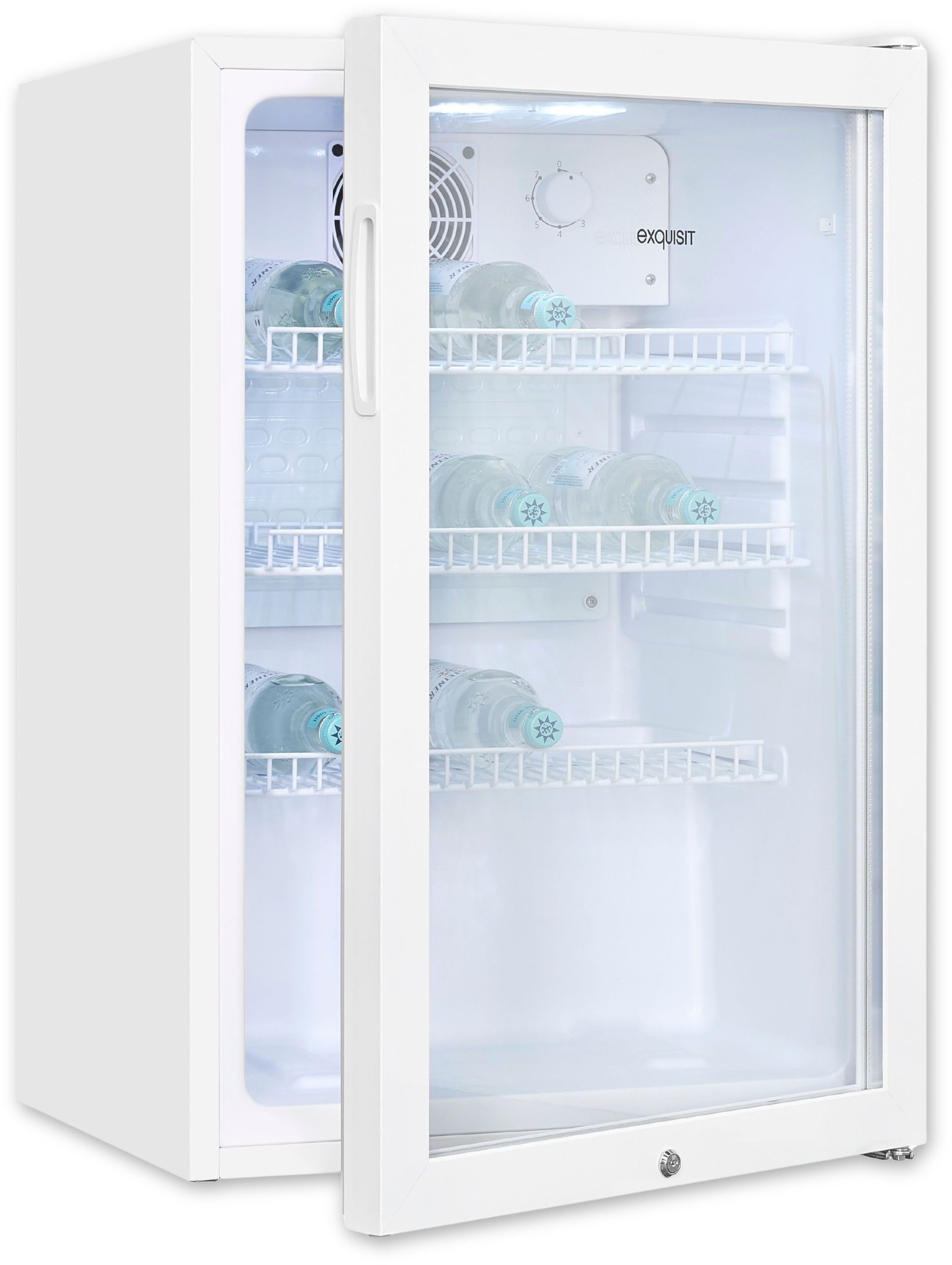 exquisit Getränkekühlschrank GKS120-GT-160C weiss, 84 cm hoch, 54 cm breit, klein,kompakt,dekorativ, überall platzierbar für immer kühle Getränke