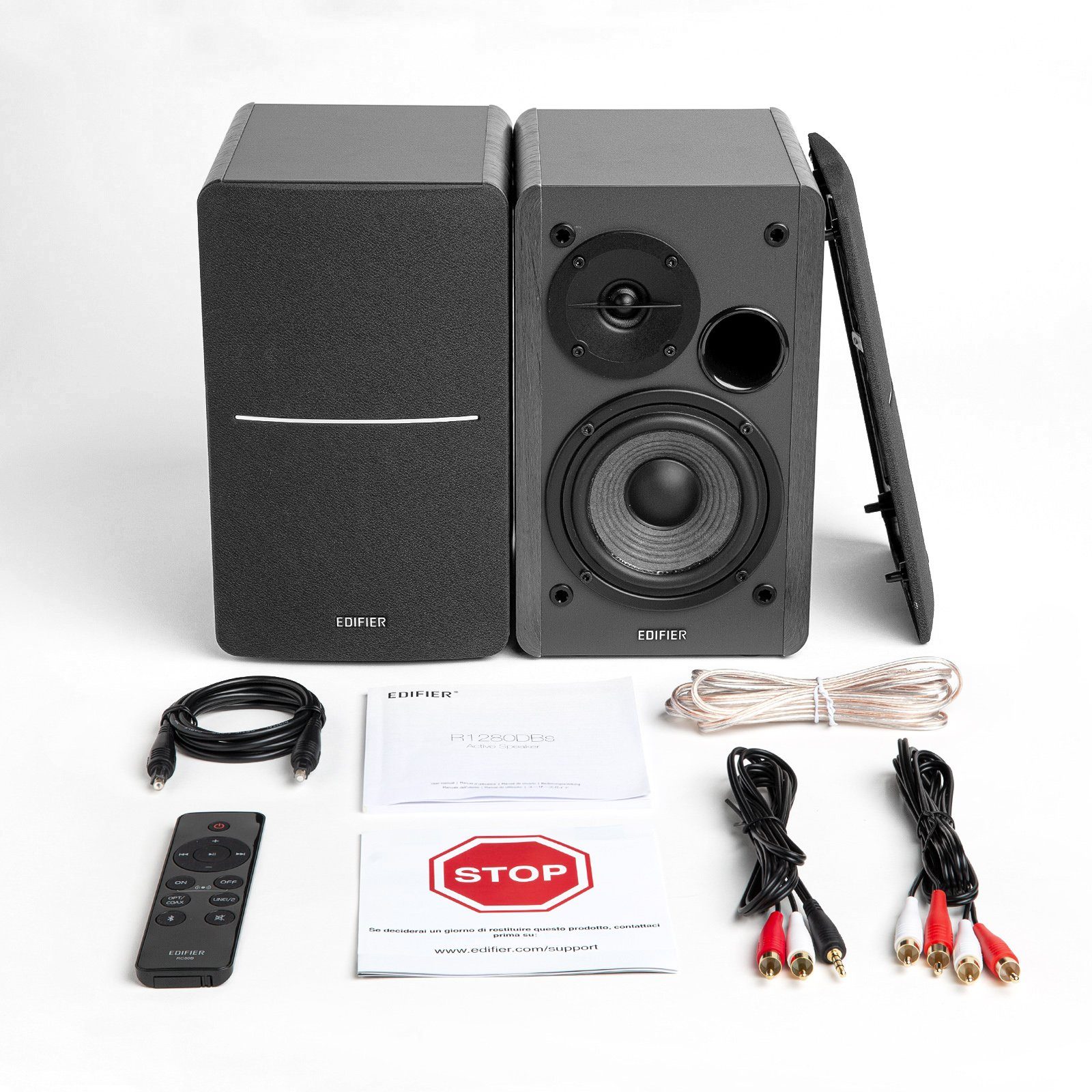 Regal-Lautsprecher paar) Fernsteuerung, Stereo 42 R1280DBs Edifier® W, Spatializer, schwarz Soundfield (Bluetooth,