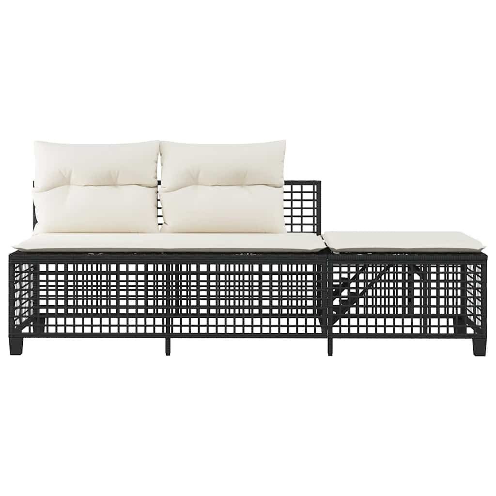 vidaXL Loungesofa 3-tlg. Garten-Ecksofa-Set mit Kissen Schwarz Poly Rattan, 1 Teile