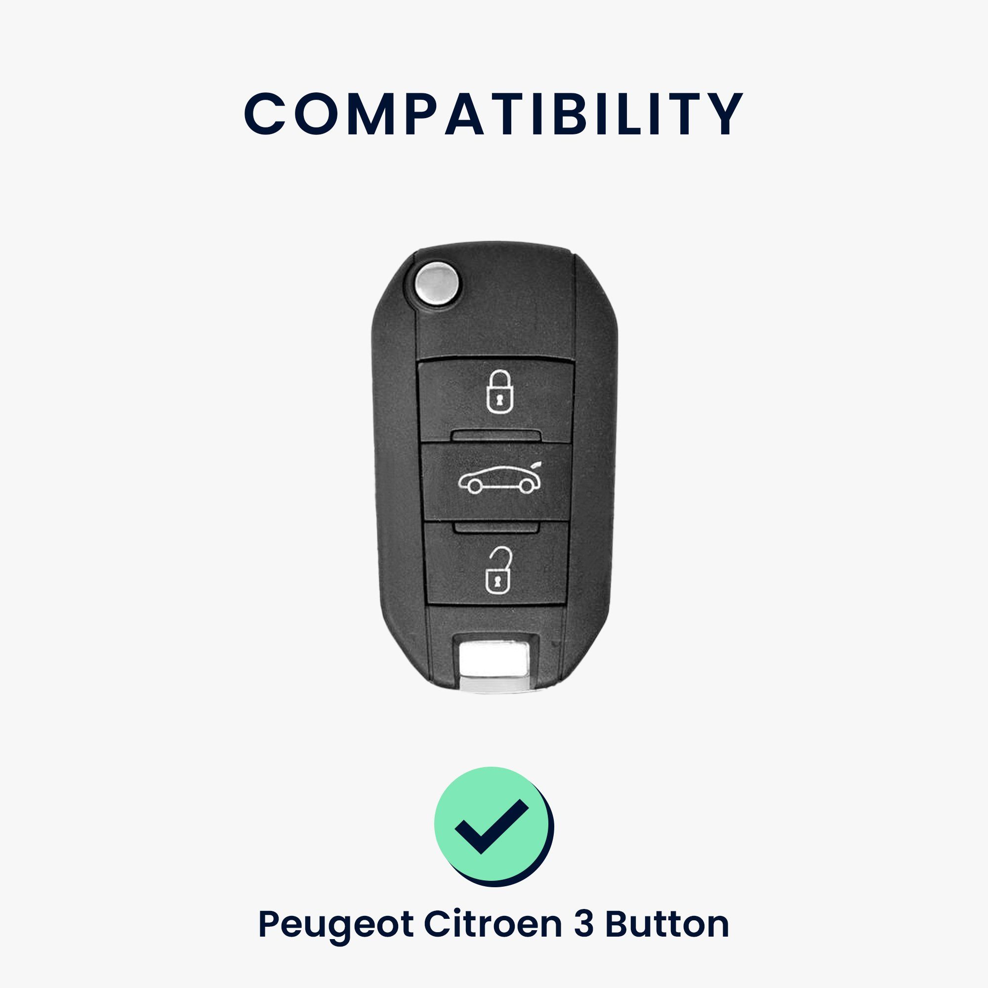 Peugeot Autoschlüssel Hülle kwmobile für Citroen, Silikon Schlüsselhülle Cover Schlüsseltasche