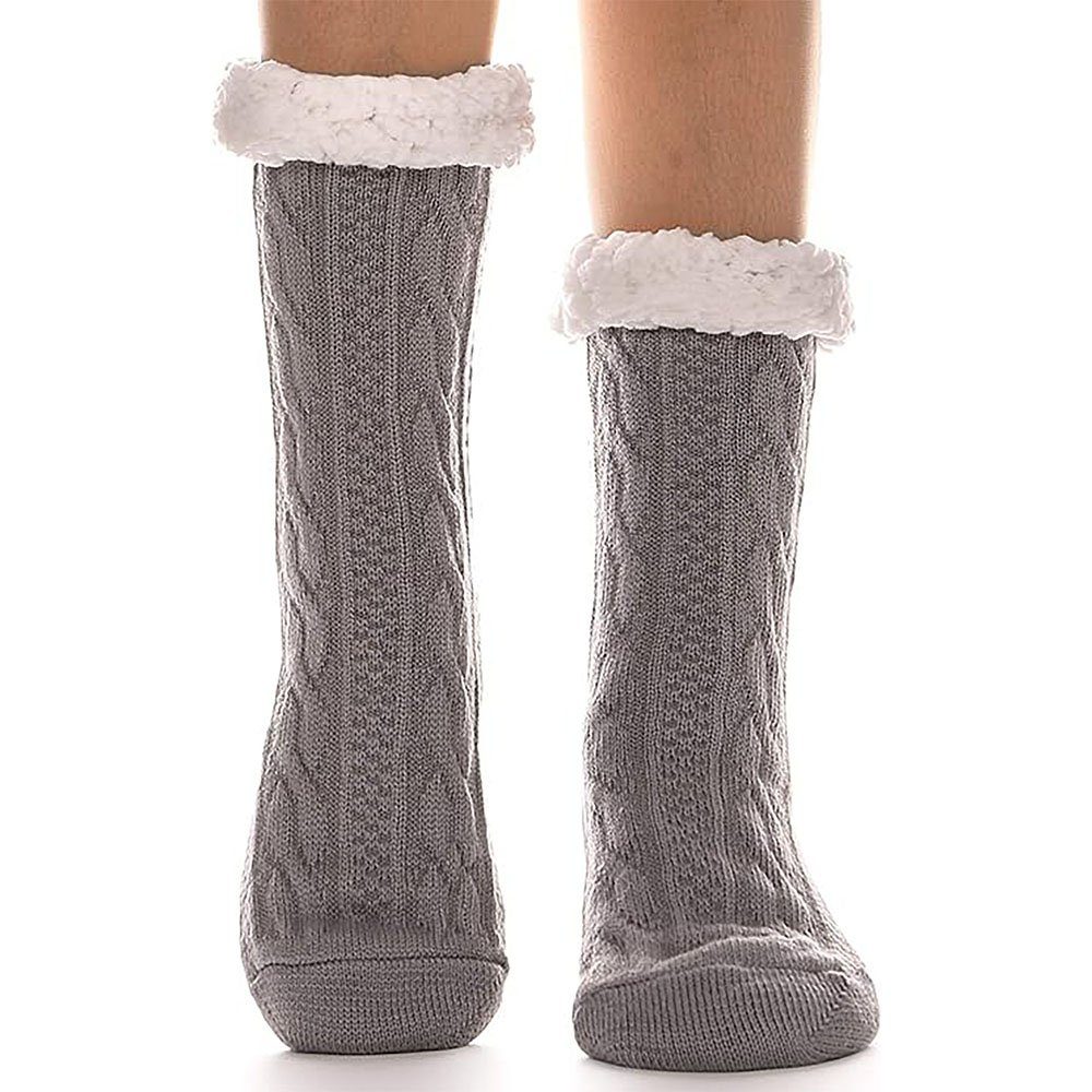 Damen Socken Socken Dicke Winter grau CTGtree Hausschuhe Warme