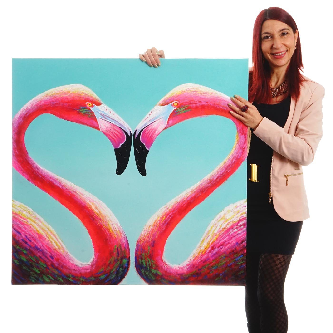 MCW Ölgemälde Wandbild Flamingo, Wandbild Flamingo, Hohe Qualität, Jedes Bild ein Unikat, Ölfarben