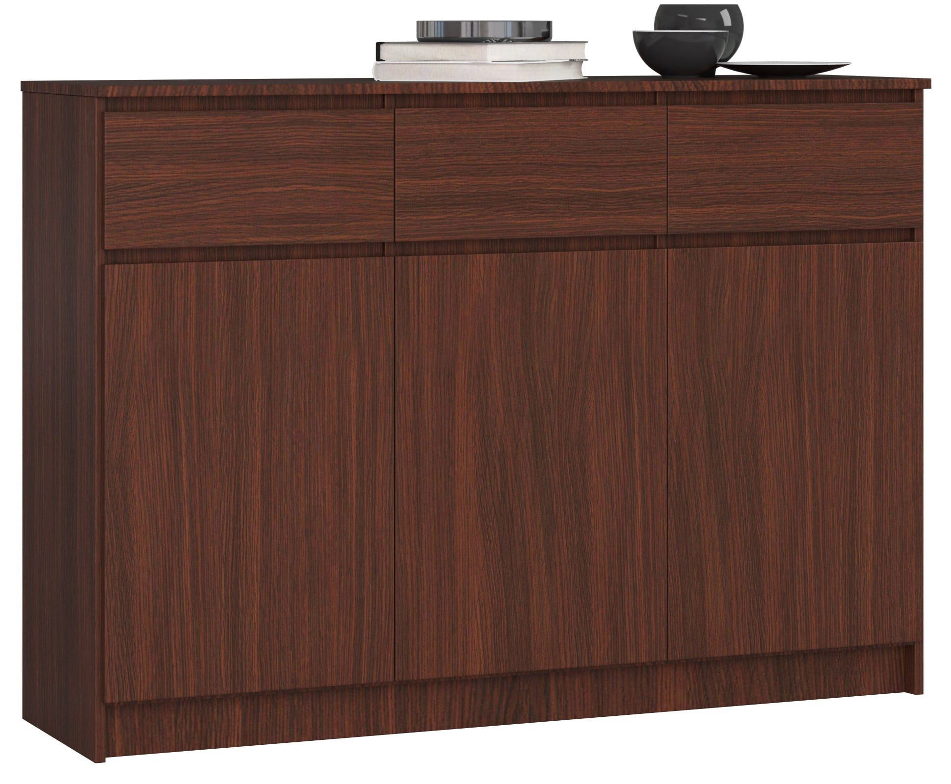 Raumhirsch Furniture Kommode mit 3 Schubladen, drei Schranktüren, 138 cm breit Holz Schrank, Highboard / Kommode 138 cm, Sideboard Organizer für jeden Raum