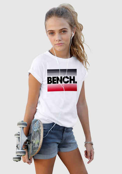Mädchen Shirt Bench 140/146 Cut-out-Ärmel Blau-Grau mit Print III