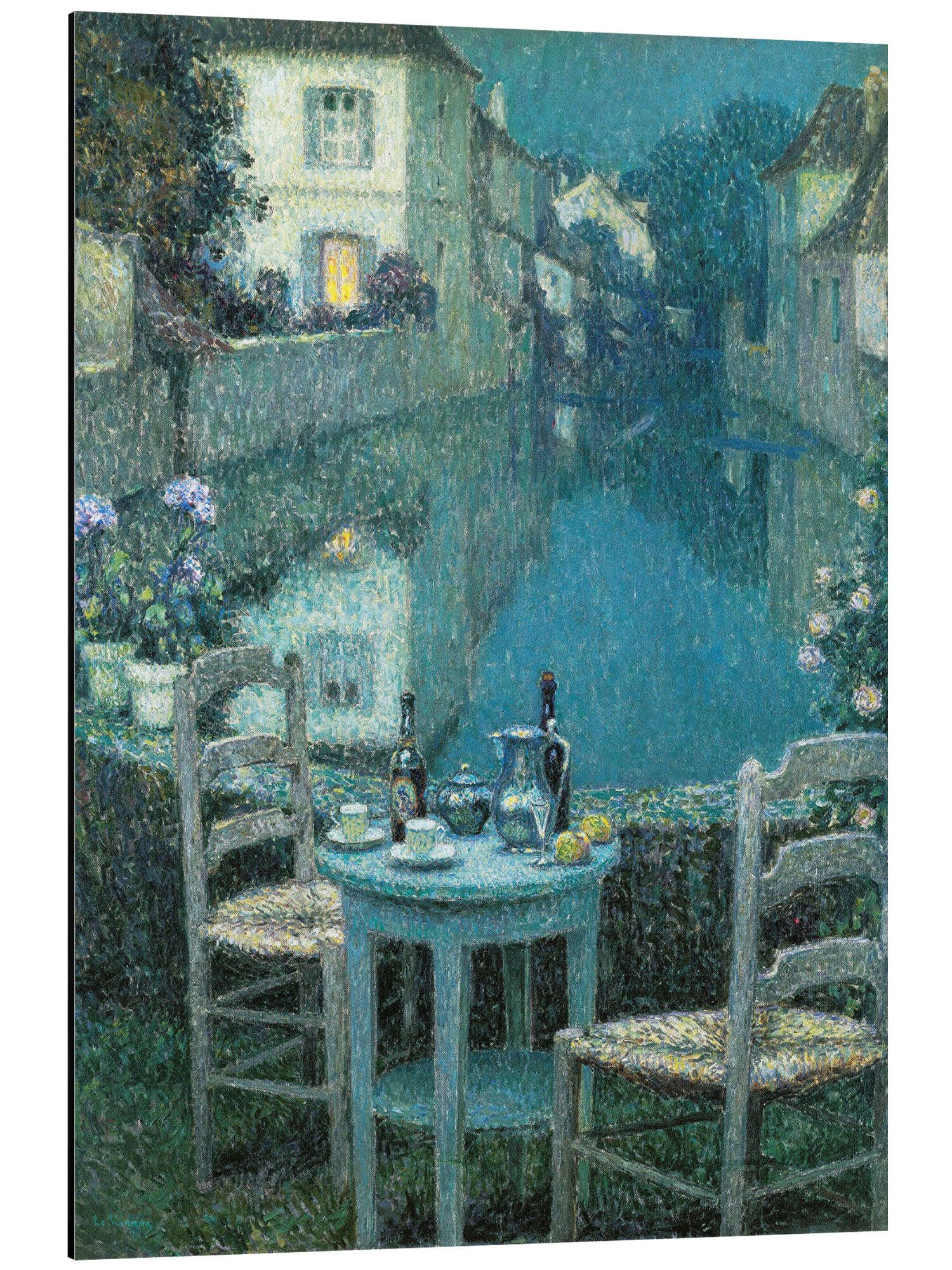 Posterlounge Alu-Dibond-Druck Henri Le Sidaner, Kleiner Tisch in der Abenddämmerung, Wohnzimmer Malerei