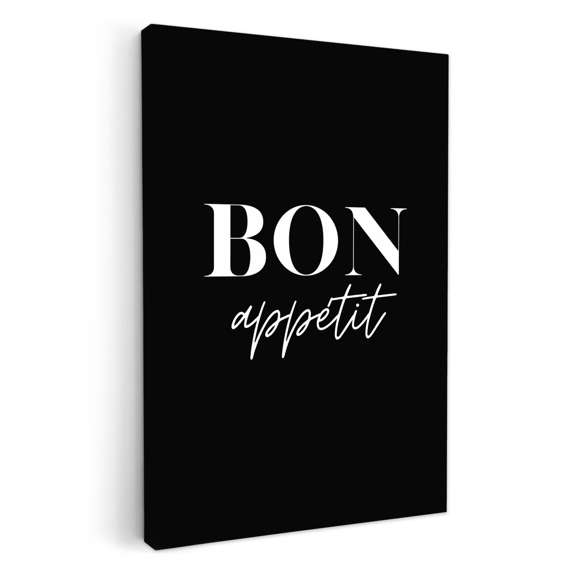 OneMillionCanvasses® Leinwandbild Bon appétit - Spruch - Schwarz - Zitat, F günstig online kaufen