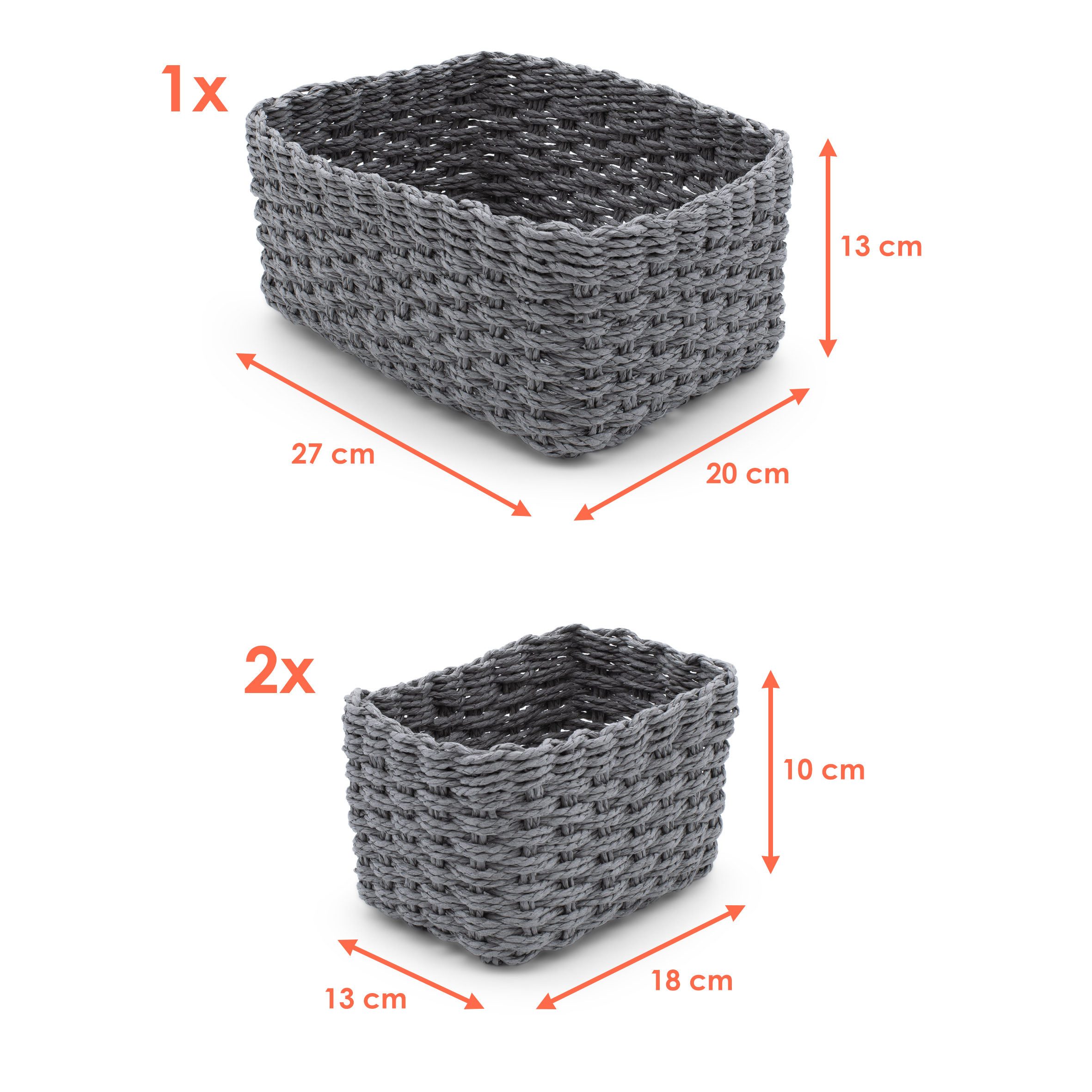 Spetebo Aufbewahrungskorb Deko Aufbewahrungs Körbchen in grau - 3er Set (Se günstig online kaufen