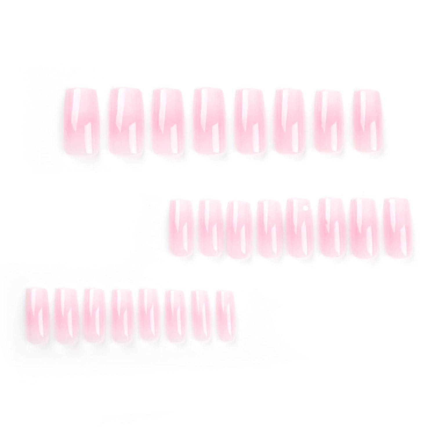 LuxusKollektion Kunstfingernägel Künstliche Nägel lang Square rosa weiß Verlauf 24er Set mit Kleber
