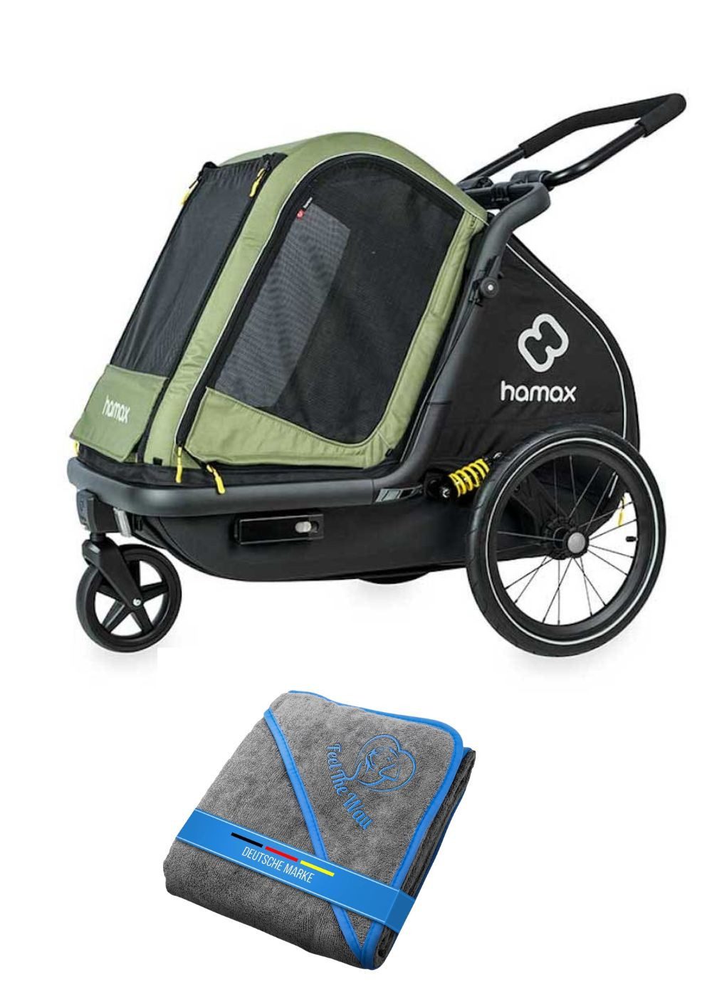 Hamax Fahrradhundeanhänger Pluto M Hundeanhänger inkl. Gratis Hundehandtuch