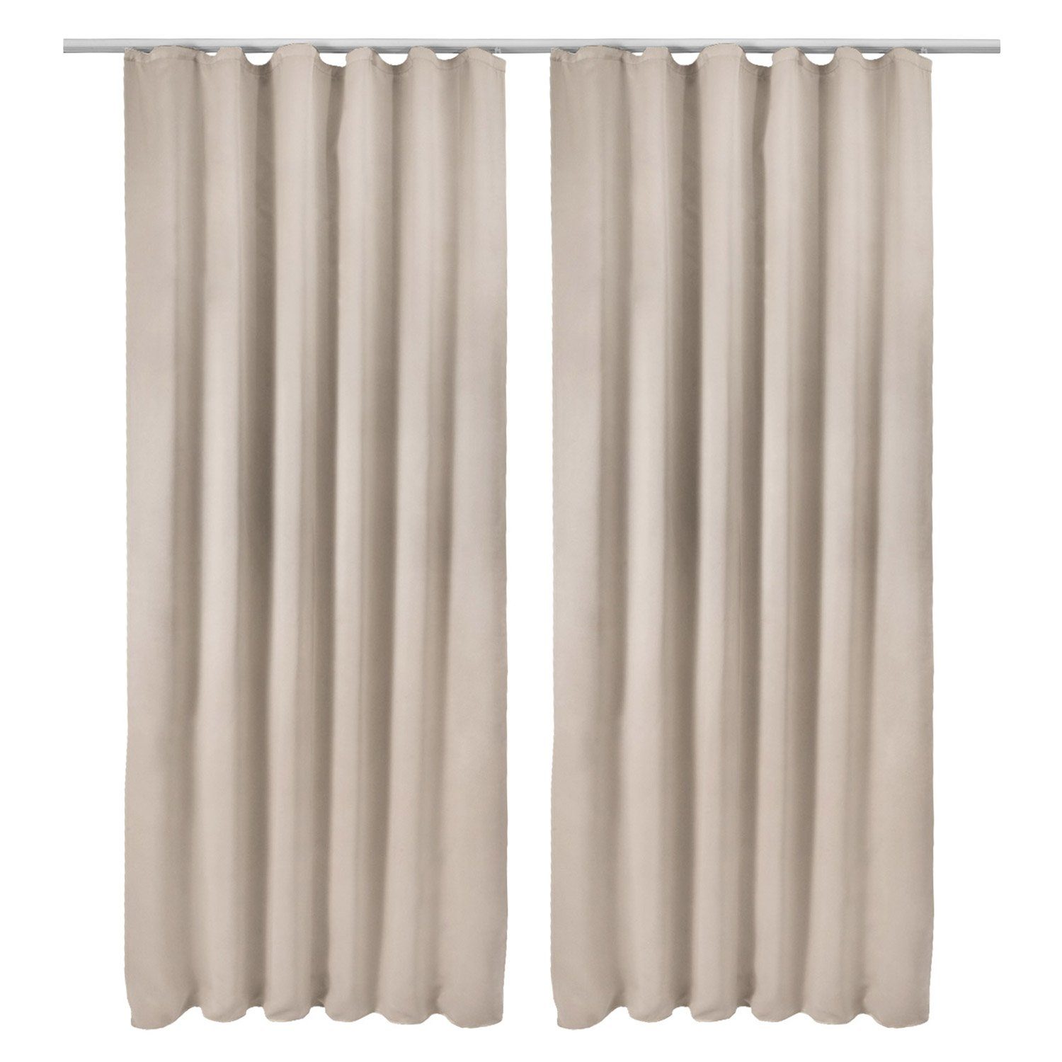 Beautissu Vorhang 2er Set Blackout Vorhang Blickdicht Creme Amelie BK, 140x245cm, Kräuselband Gardine Set mit Universalband für Lange Fenster