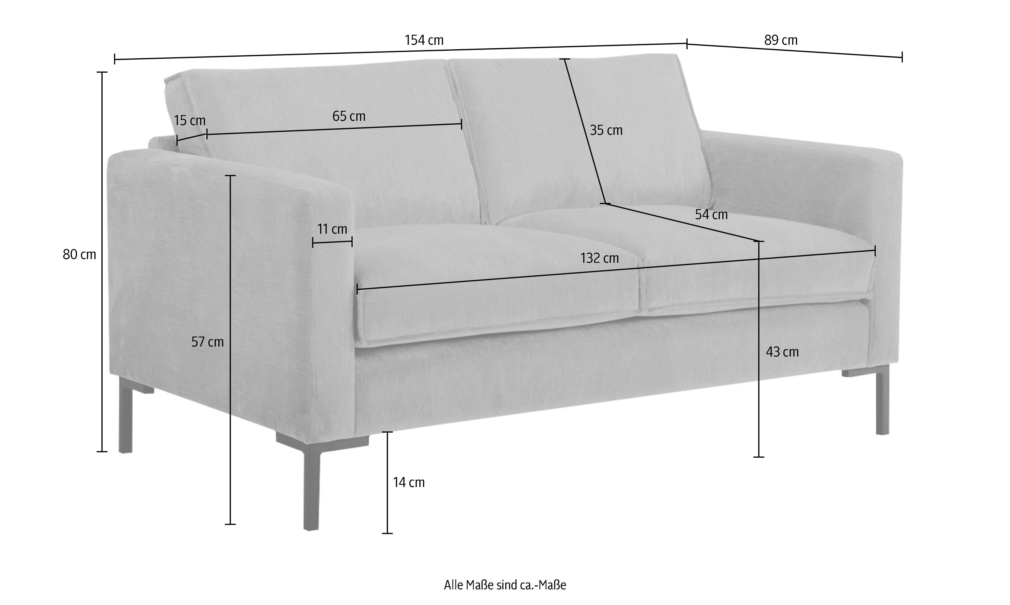 Sitzkomfort, Caldie, of mit Daunen mit Federn grey 2-Sitzer und weichem Style Places