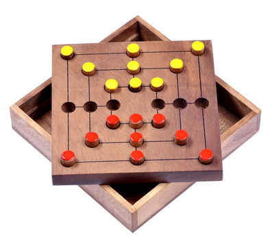 Logoplay Holzspiele Spielesammlung, Mühle Gr. L für 2 Spieler - Spielfeld 14 x 14 cm - Strategiespiel aus Holz Holzspielzeug