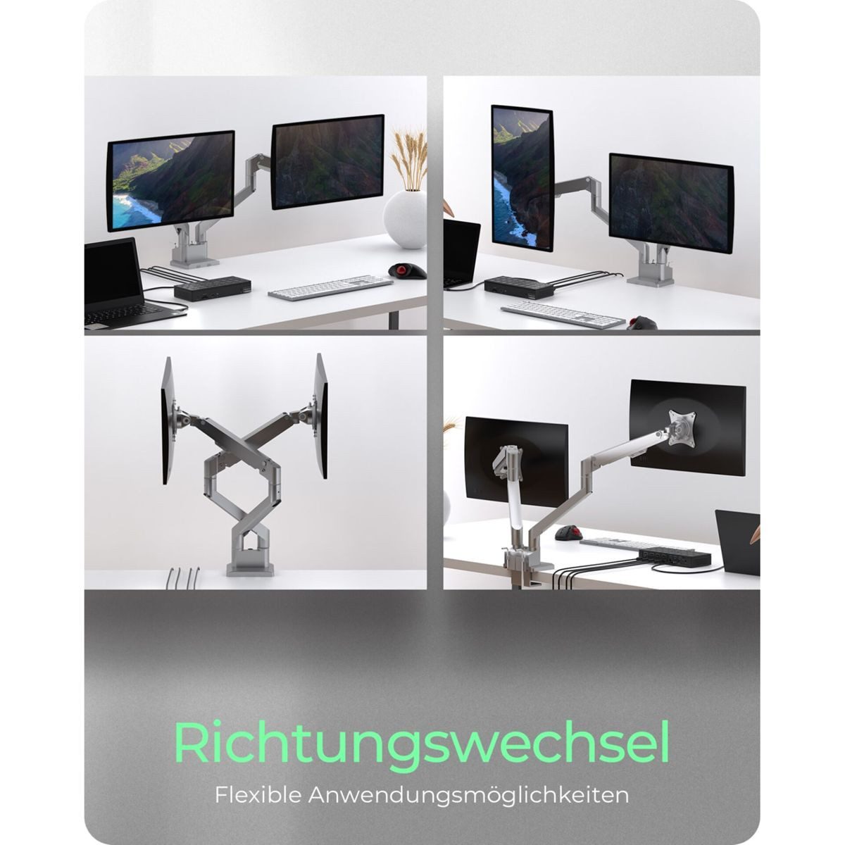 ICY BOX Monitor-Halterung IB-MS524-T Monitorarm für 2 Monitore