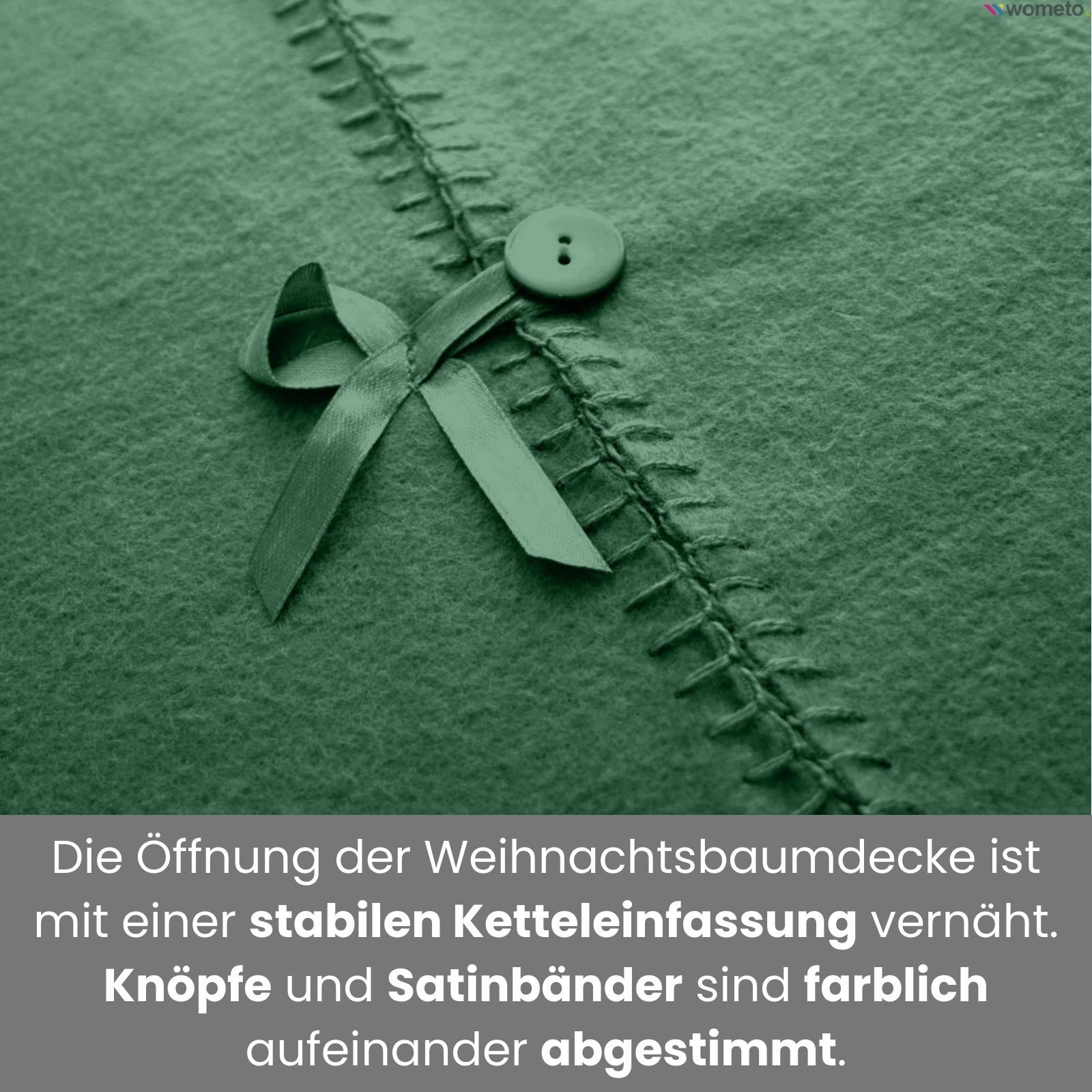 wometo Baumteppich Weihnachtsbaumdecke / Baumunterlage mit Knöpfen & Satin-Schleifen, Rund, OEKO-TEX®, Tannenbaum-Decke mit Knöpfen & Satin-Schleifen