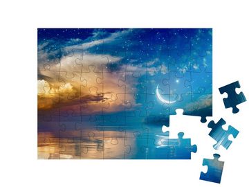 puzzleYOU Puzzle Mondsichel, Sternen und Wolken, Ramadan Kareem, 48 Puzzleteile, puzzleYOU-Kollektionen Mond, Astronomie