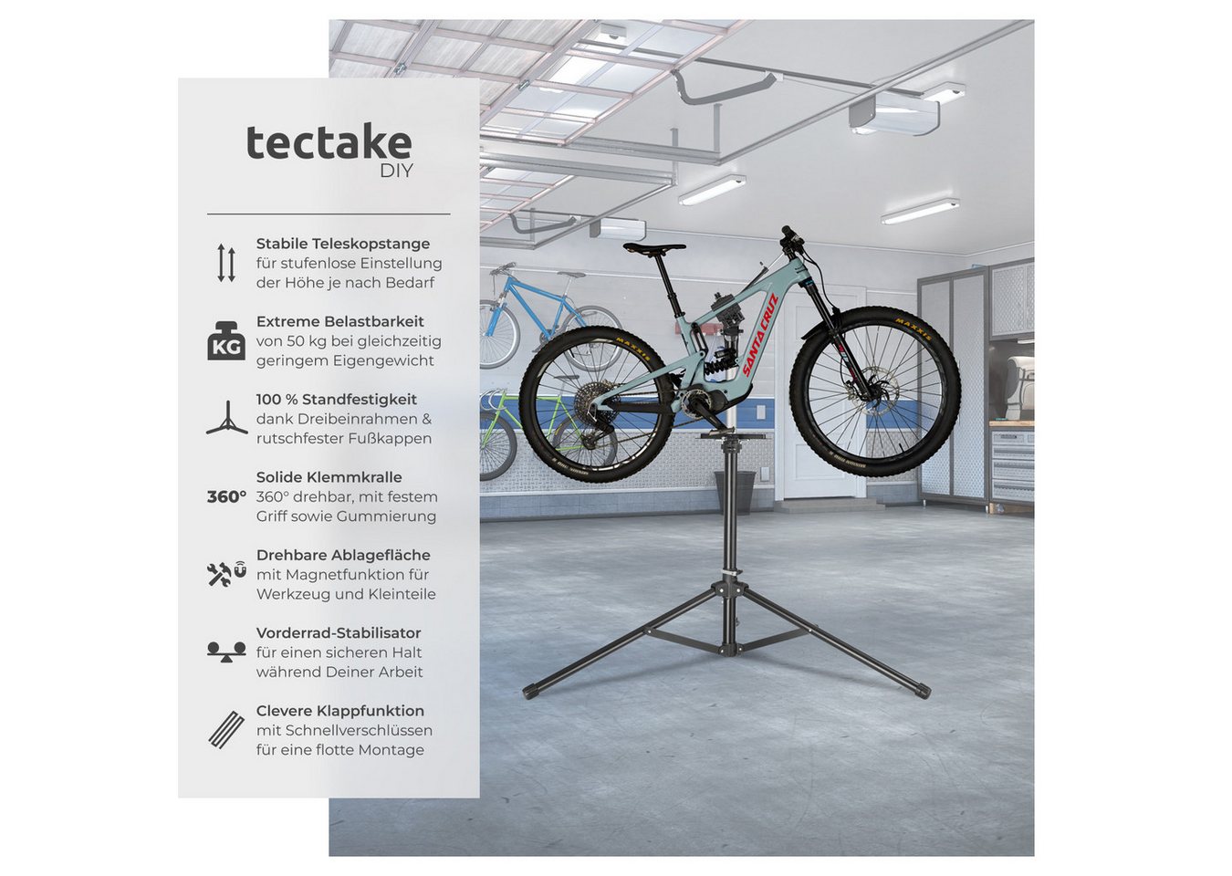 Thumbnail - tectake Fahrrad-Montageständer Fahrradmontageständer, bis 50kg, E-Bike geeignet