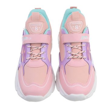 Ital-Design Kinder Low-Top Freizeit Sneaker Flach Freizeitschuhe in Rosa