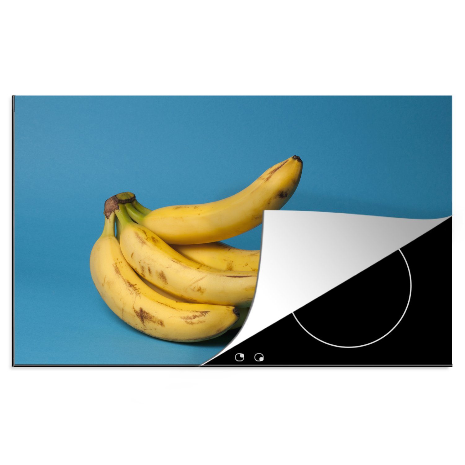 Obst Vinyl, küche, MuchoWow - 81x52 tlg), Banane cm, für Ceranfeldabdeckung die Induktionskochfeld - (1 Herdblende-/Abdeckplatte Blau, Schutz