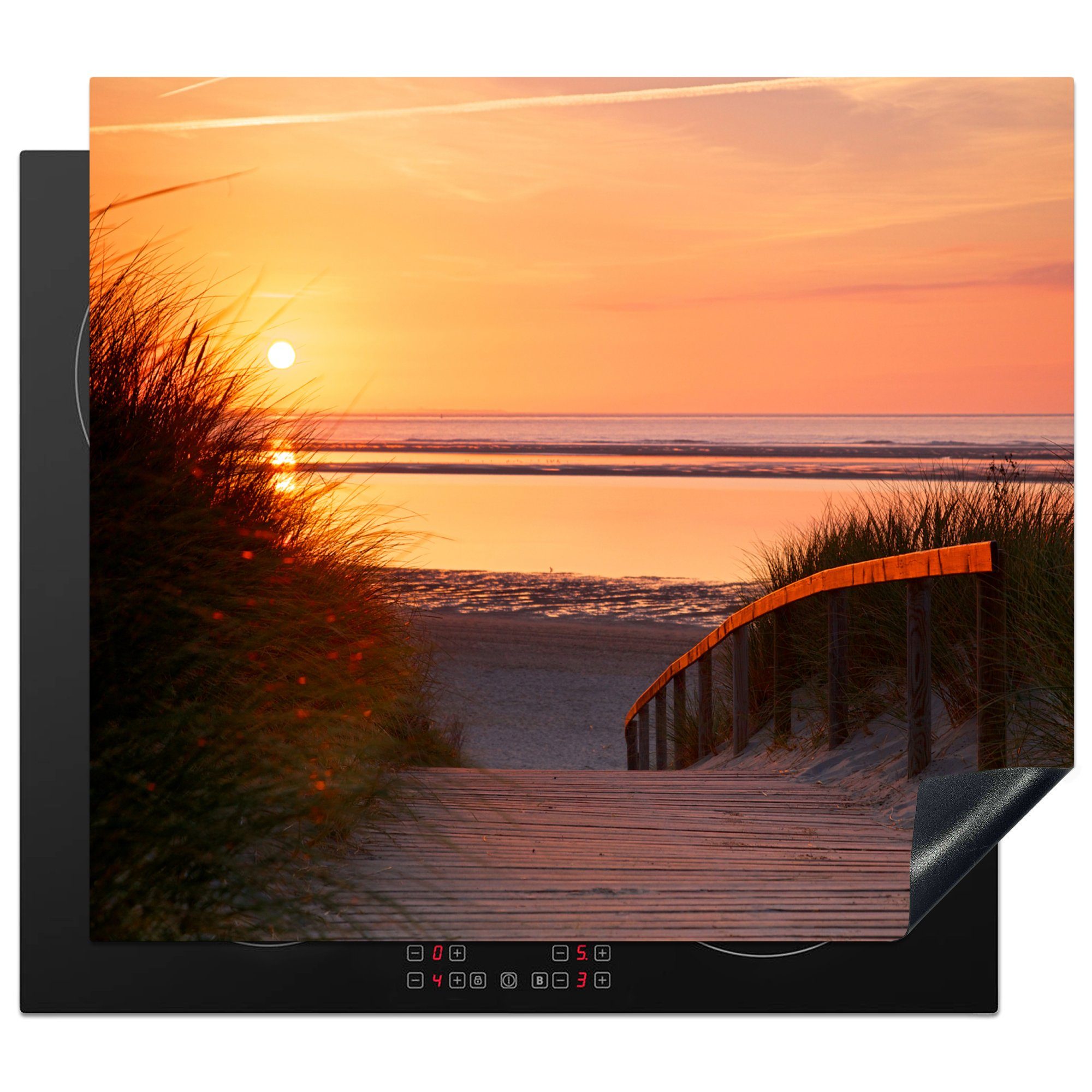 MuchoWow Herd-Abdeckplatte Strand - Sonne - Farben, Vinyl, (1 tlg), Abdeckplatte für Ceranfeld, Herd Inductionsmatte, 57x51 cm