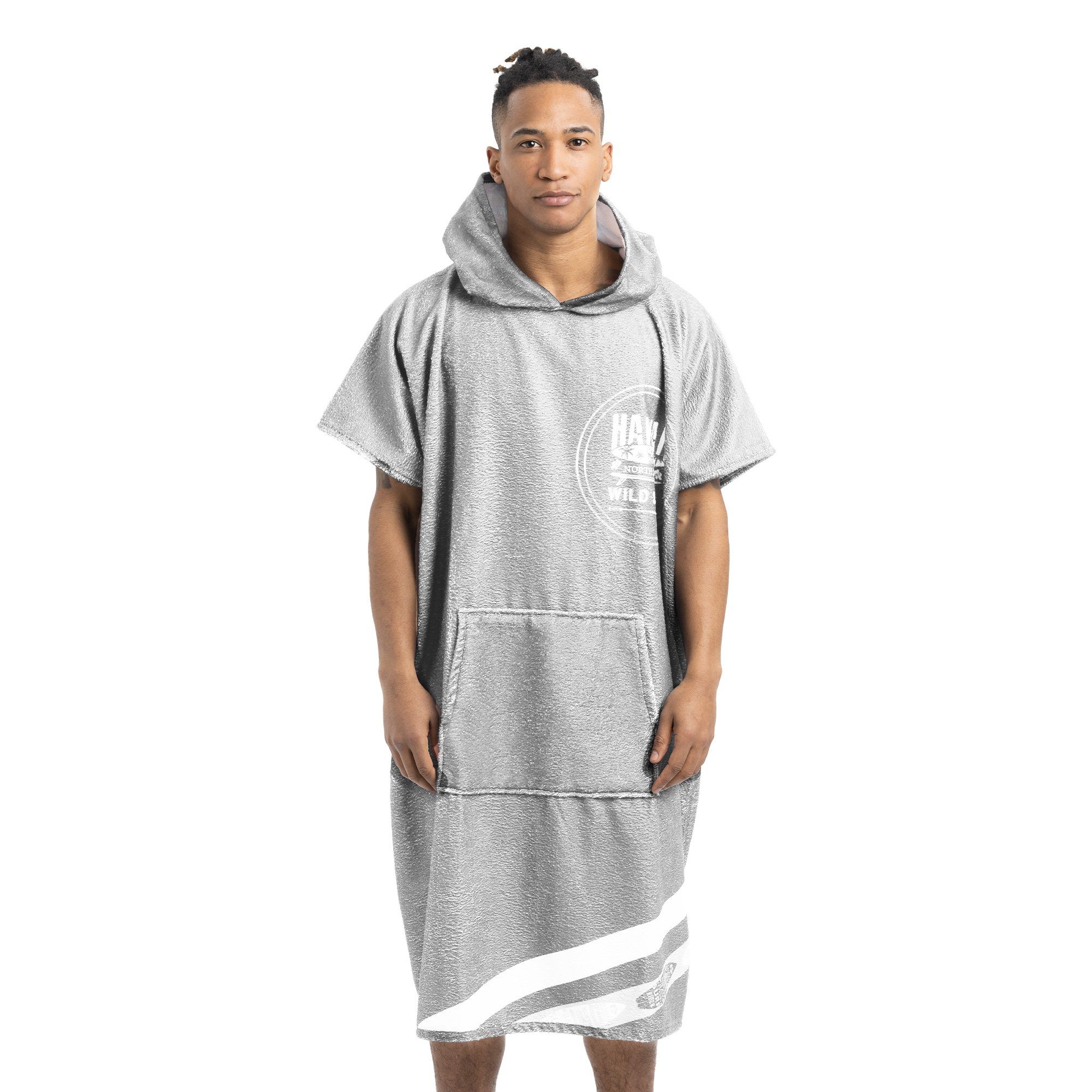 HOMELEVEL Bademantel Badeponcho Unisex - Surf Poncho - Baumwolle Polyester - Bademantel, Baumwolle Hellgrau