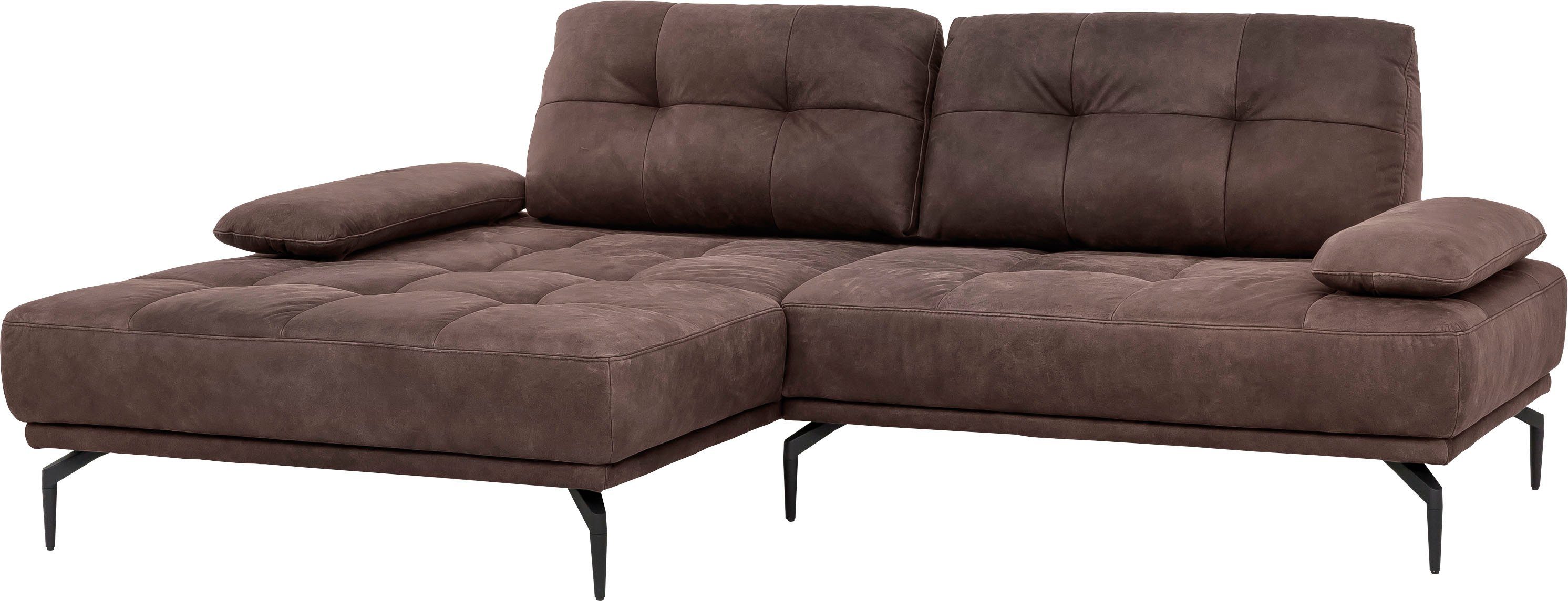 exxpo - sofa fashion Armlehnenverstellung, Sitztiefenverstellung, Metallfüße Ecksofa, Inklusive