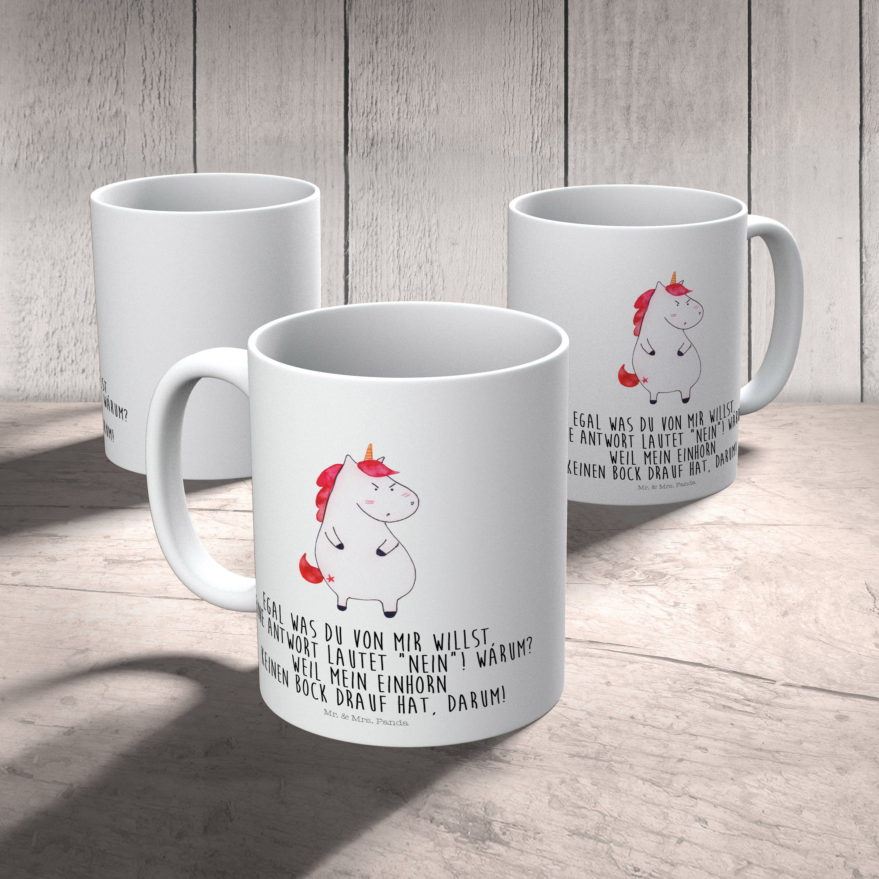 Einhorn - Weiß Mr. & Geschenk, Kunststoffgeschirr, Panda Mrs. Tasse, Unicorn, - Kinderbecher Kunststoff wütend