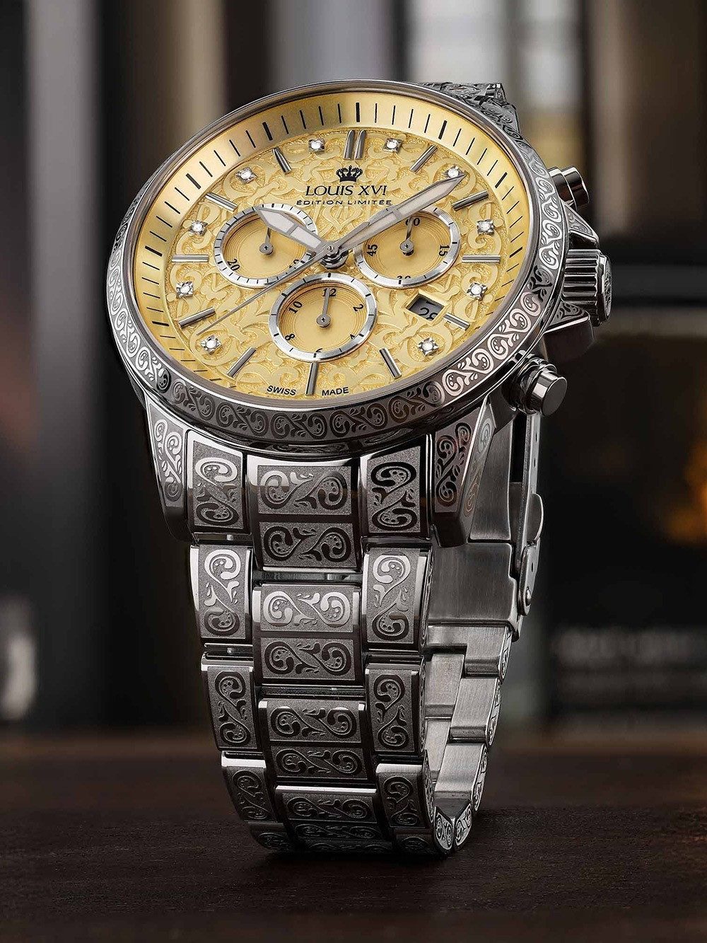 LOUIS XVI Quarzuhr Louis XVI LXVI1828 Herrenuhr Palais Royale 2.0 Diamond 43mm 10ATM Louis XVI LXVI1828 Herrenuhr Palais Royale 2.0 Diamond 43mm 10ATM