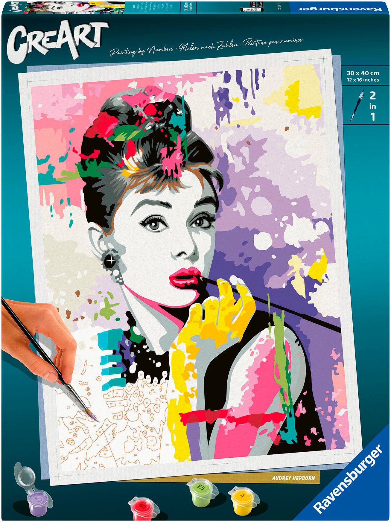 Ravensburger Malen nach Zahlen CreArt, Audrey Hepburn, für Erwachsene; Made in Europe