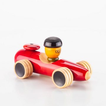 suebidou Spielzeug-Auto Rennwagen aus Holz rot Holzspielzeug witziger Rennfahrer