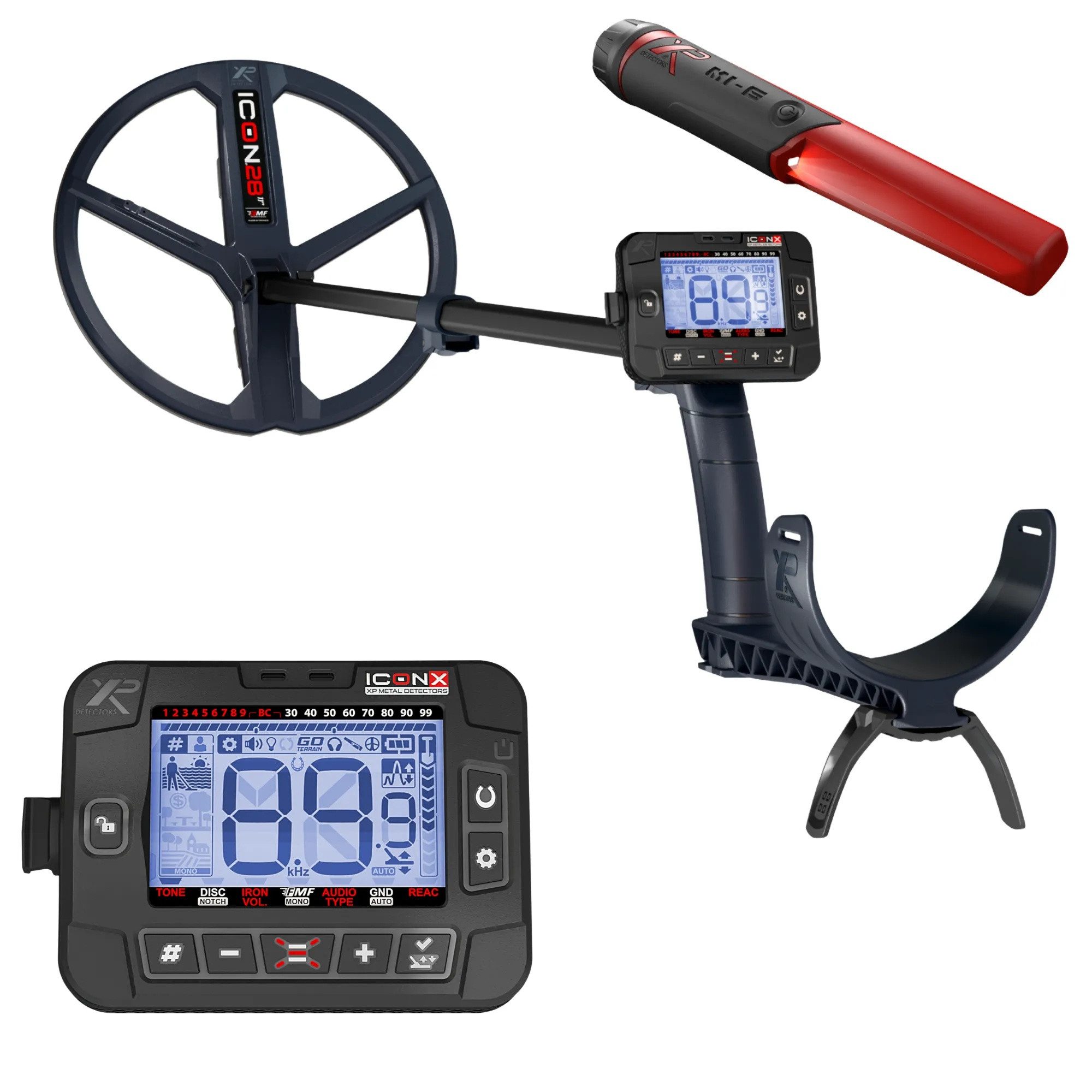 XP Metal Detectors Metalldetektor ICONX mit 28cm Suchspule, Federleicht (845g)