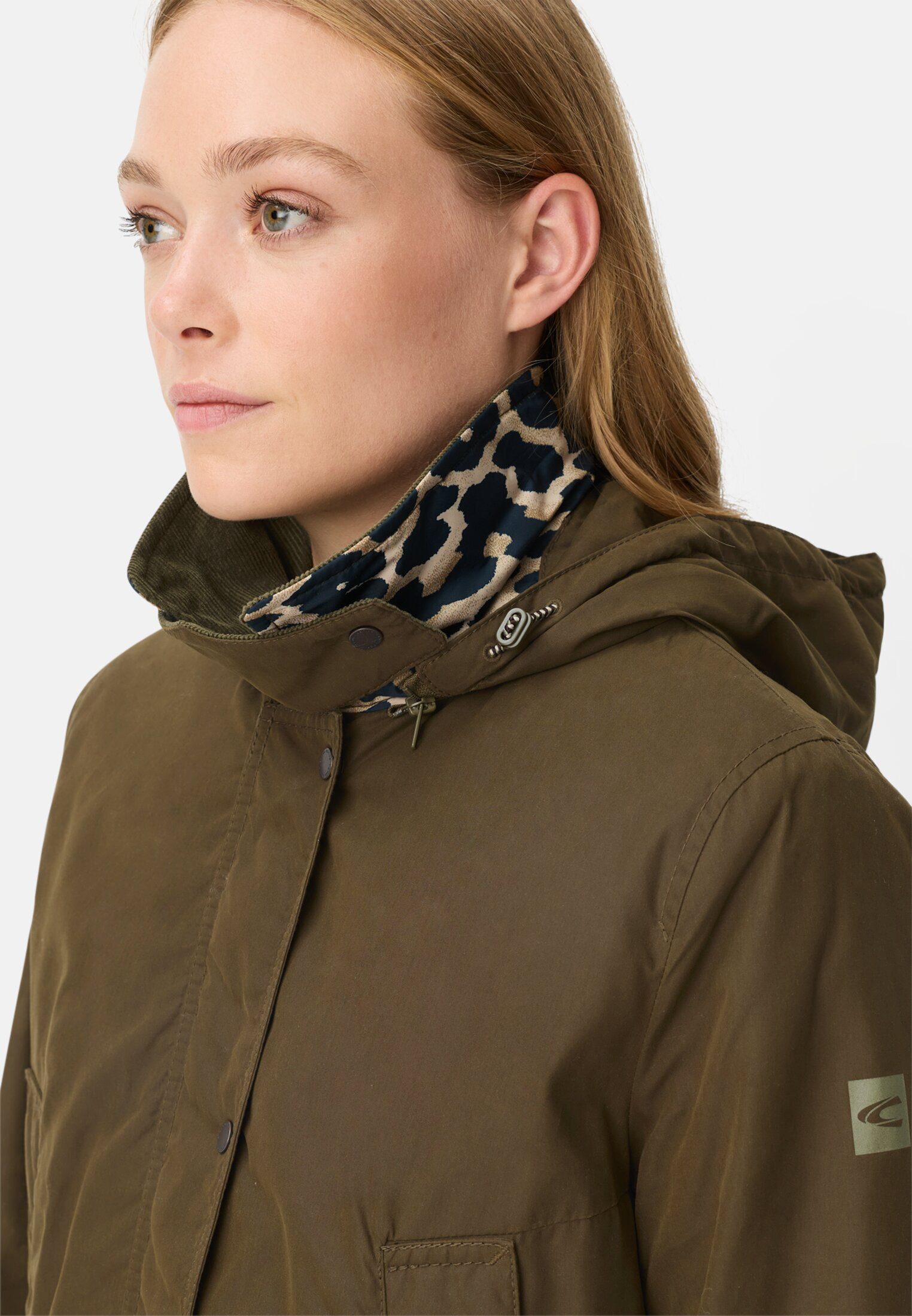 camel active Fieldjacket mit abnehmbarer Kapuze und Kordkragen Langarm