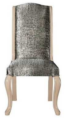 Casa Padrino Esszimmerstuhl Luxus Art Deco Esszimmerstuhl Set Silber / Schwarz / Beige - Handgefertigtes Küchen Stühle 6er Set - Art Deco Esszimmer Möbel
