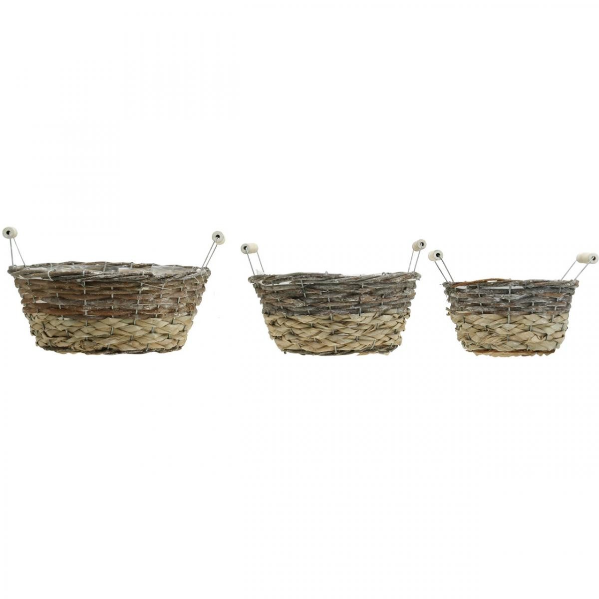Florists Products Dekokorb Pflanzkörbe aus Naturholz mit Griffen für Deko und vielseitige