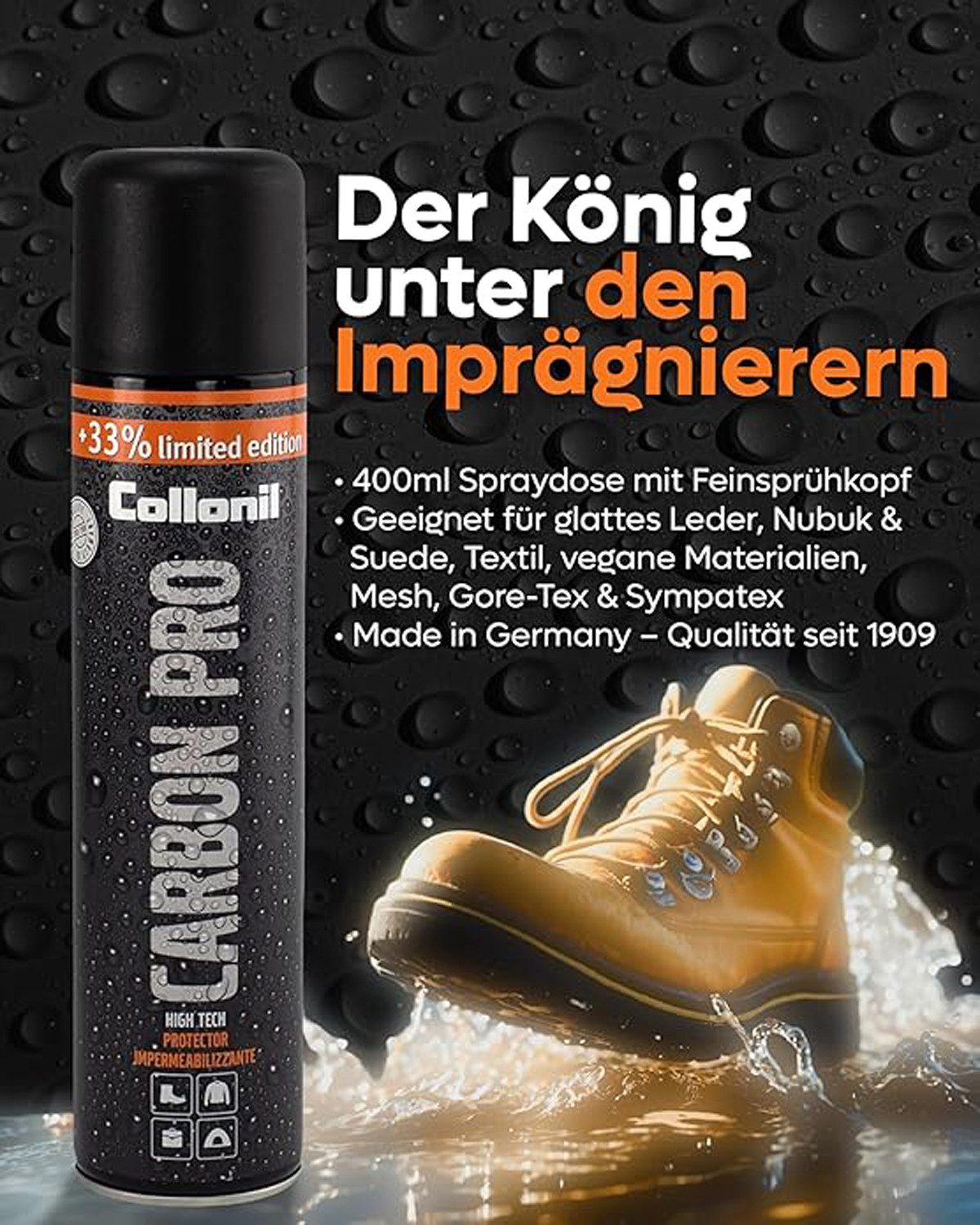 Collonil Carbon Pro - Hightech-Schutz für alle Materialien Schuh-Imprägnierspray