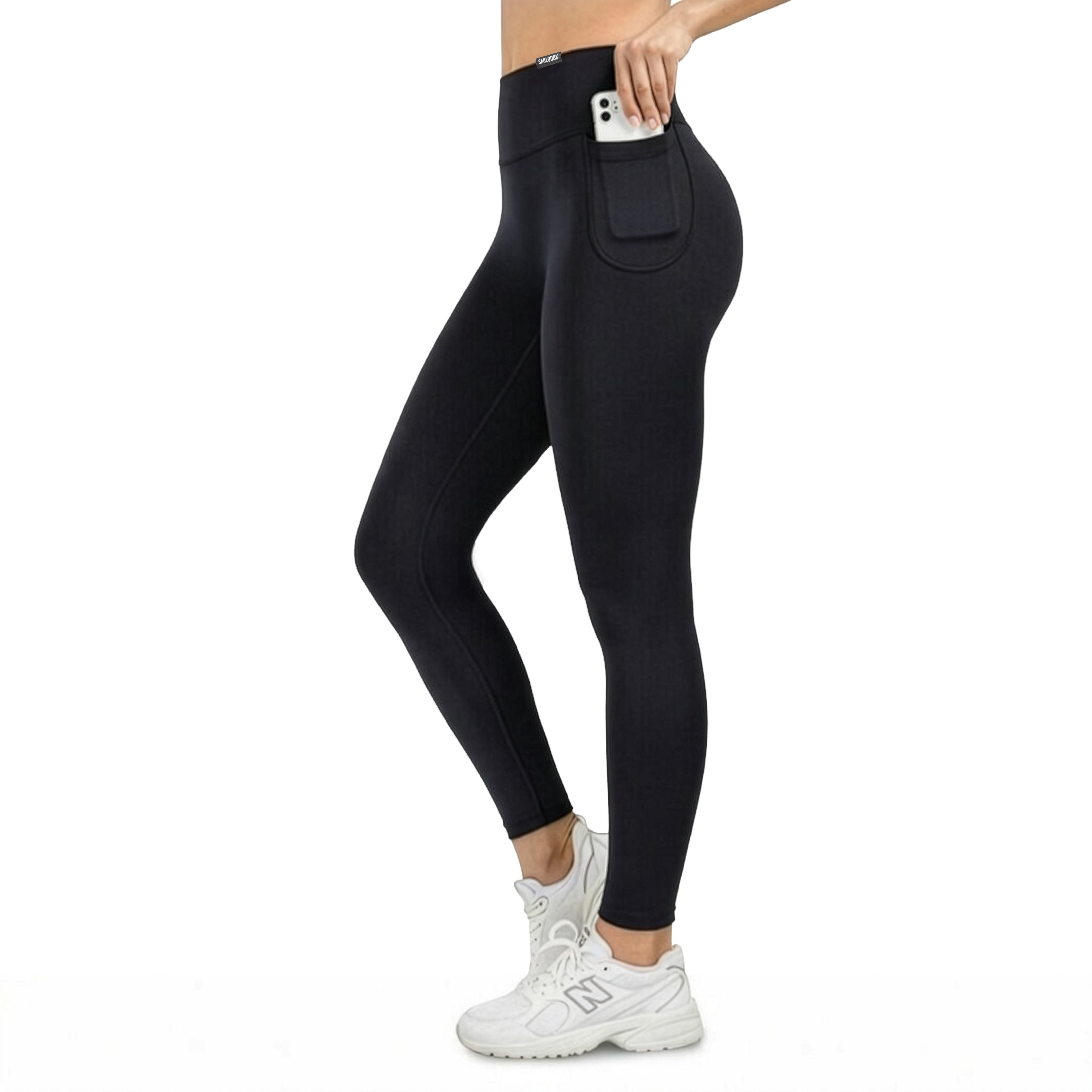 Smilodox Leggings Kelsy, High Waist Sportleggings V-Bund & seitlichen Eingrifftaschen nahtlos im Schritt, figurformende elastische Yogahose, Sport Freizeit