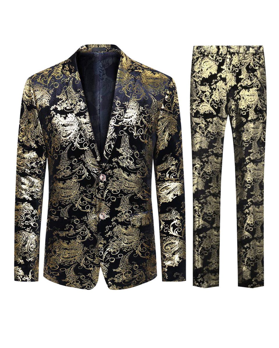 Allthemen Anzug (2 tlg) Herren Jacquard Partyanzug Smoking Regular Fit Anzug